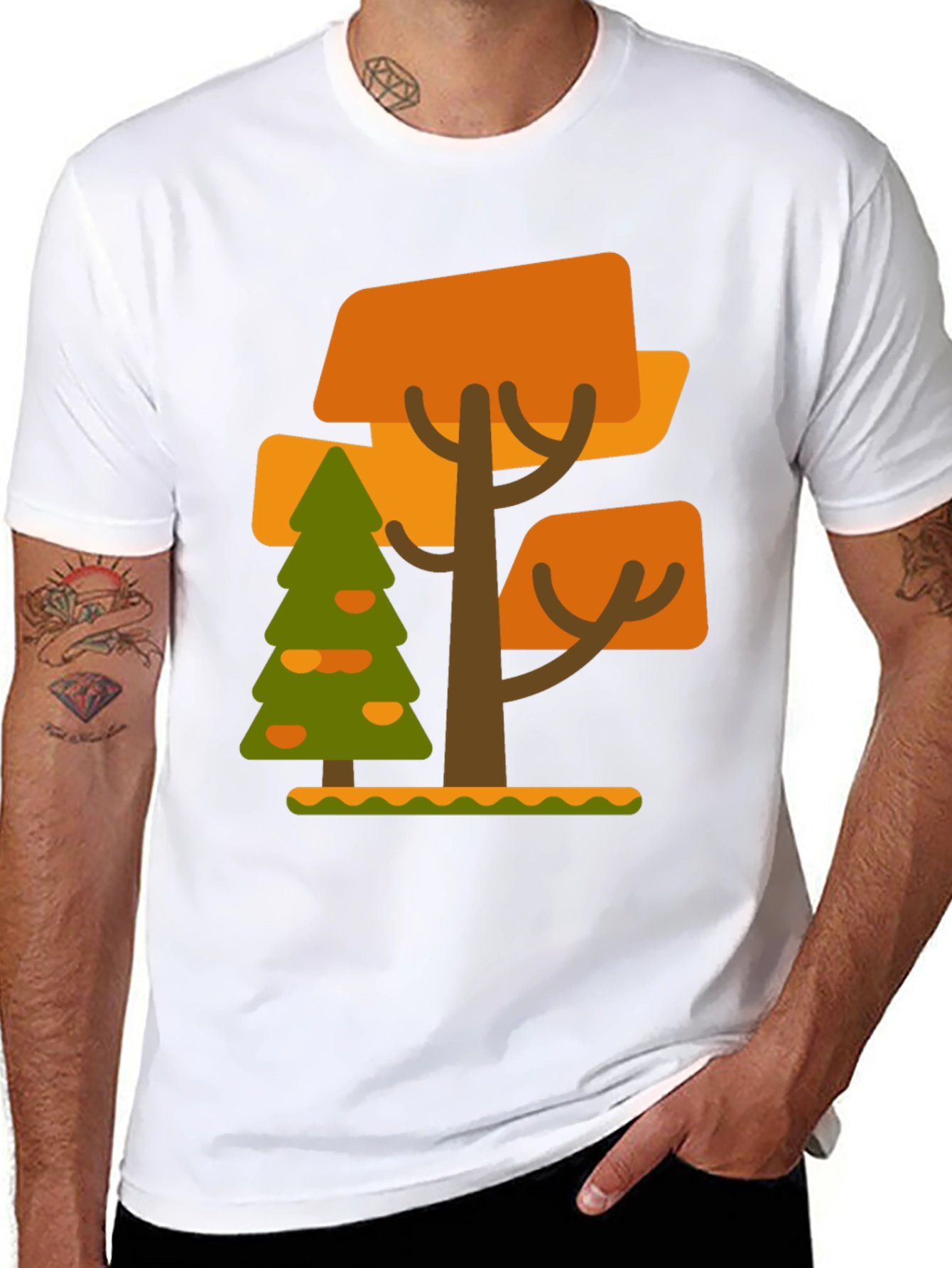 Abstract Tree Graphic Tee - Black Cotton Blend