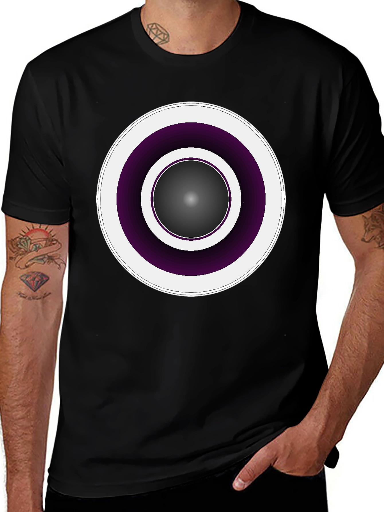 Modern Geometric Circle Tee - Black