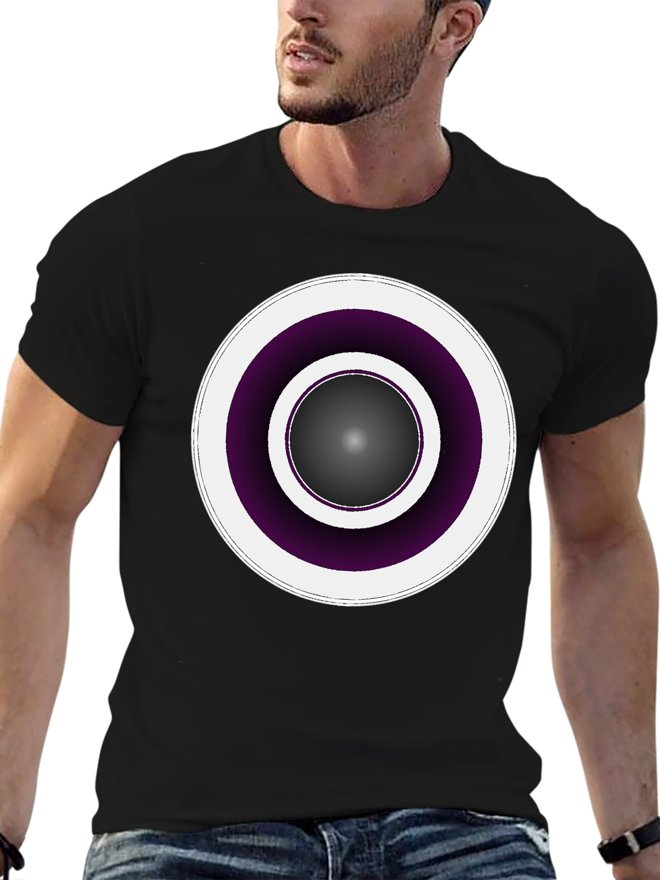 Modern Geometric Circle Tee - Black