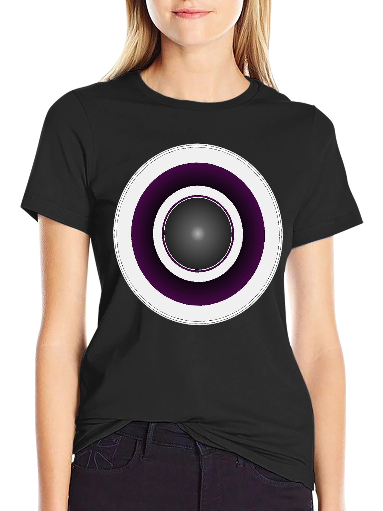 Modern Geometric Circle Tee - Black