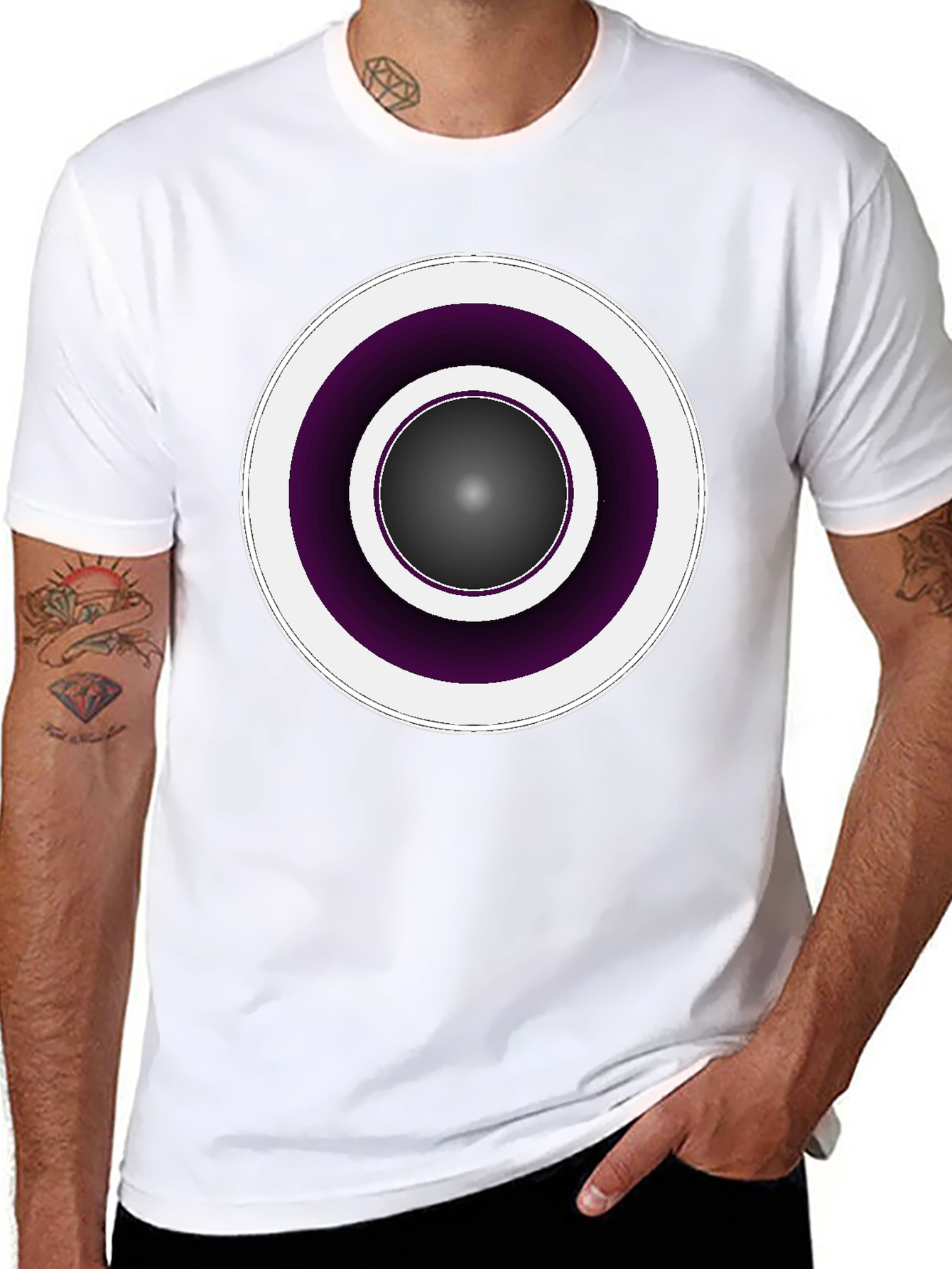 Modern Geometric Circle Tee - Black