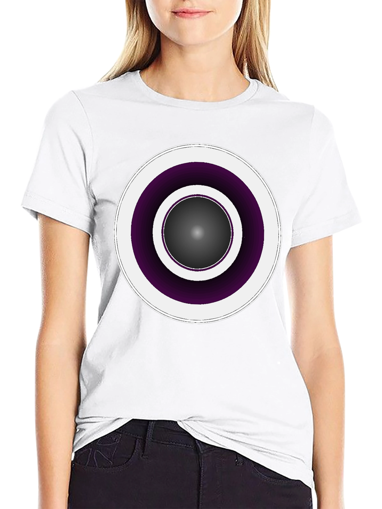 Modern Geometric Circle Tee - Black