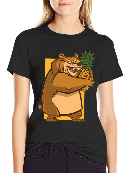 Bear Hugging Pineapple Graphic T-Shirt