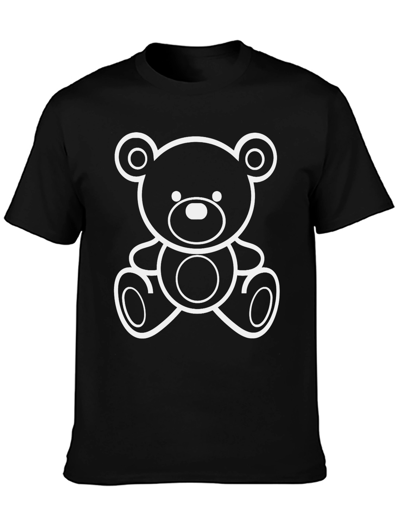 Teddy Bear Graphic Tee - Black Cotton T-Shirt