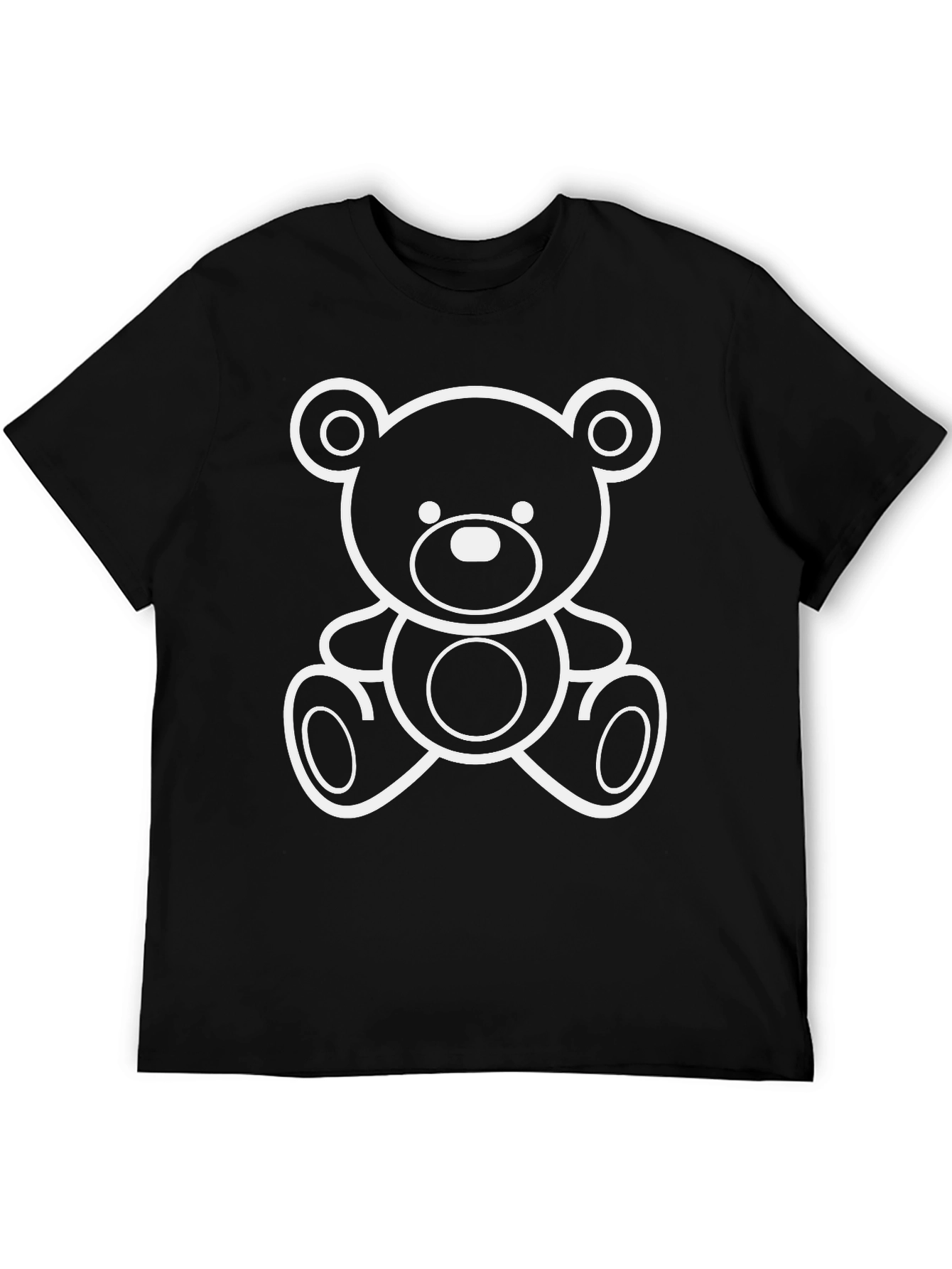 Teddy Bear Graphic Tee - Black Cotton T-Shirt