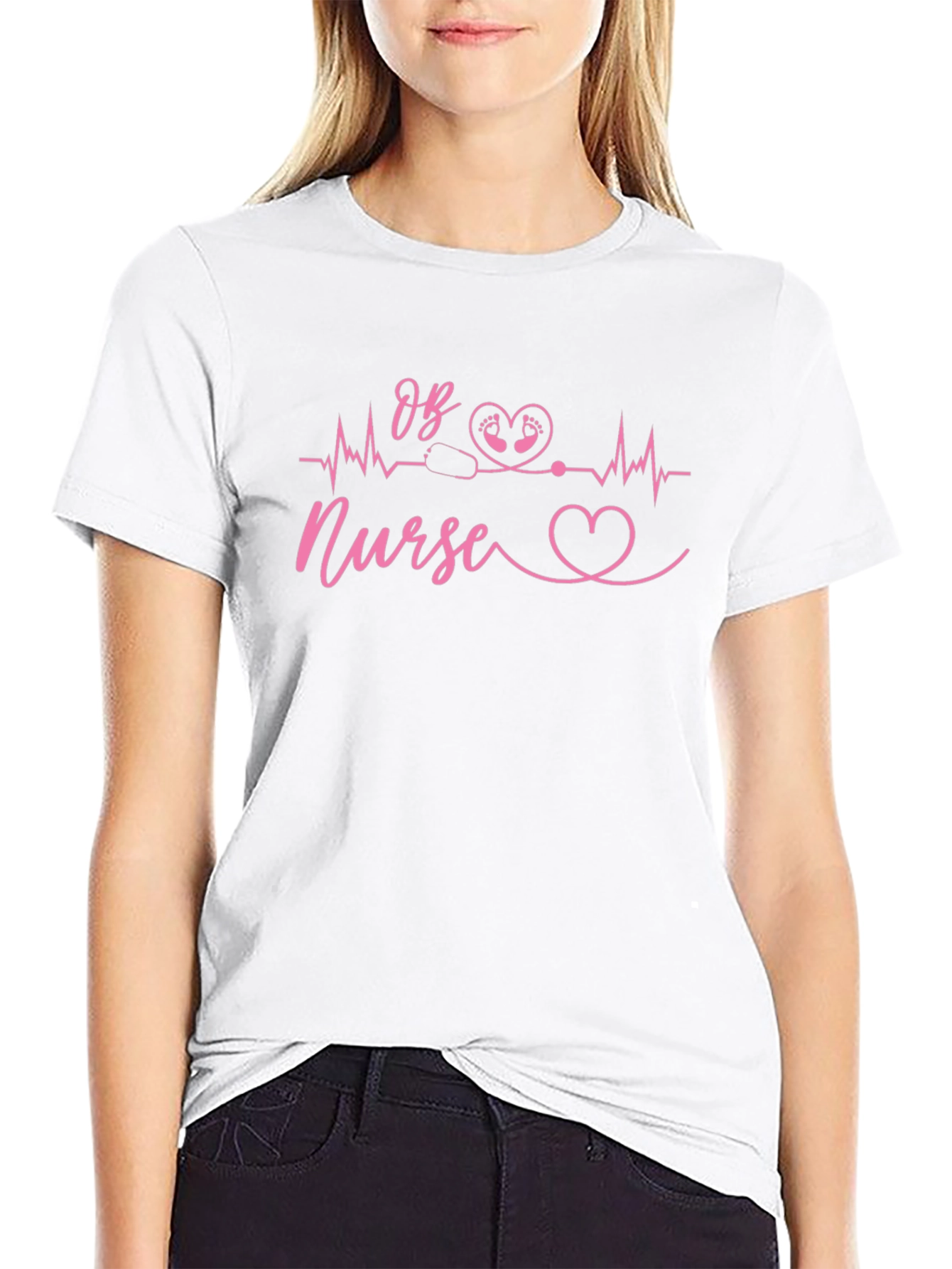 OB Nurse Heartbeat Graphic T-Shirt