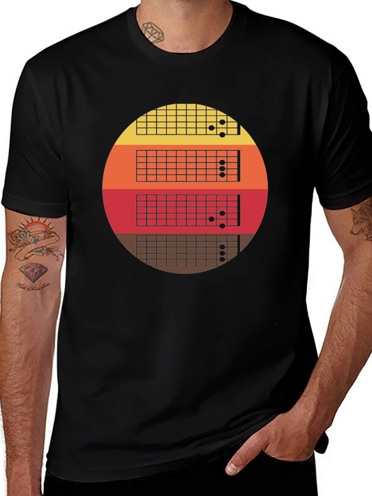 Retro Guitar Fretboard Sunset T-Shirt