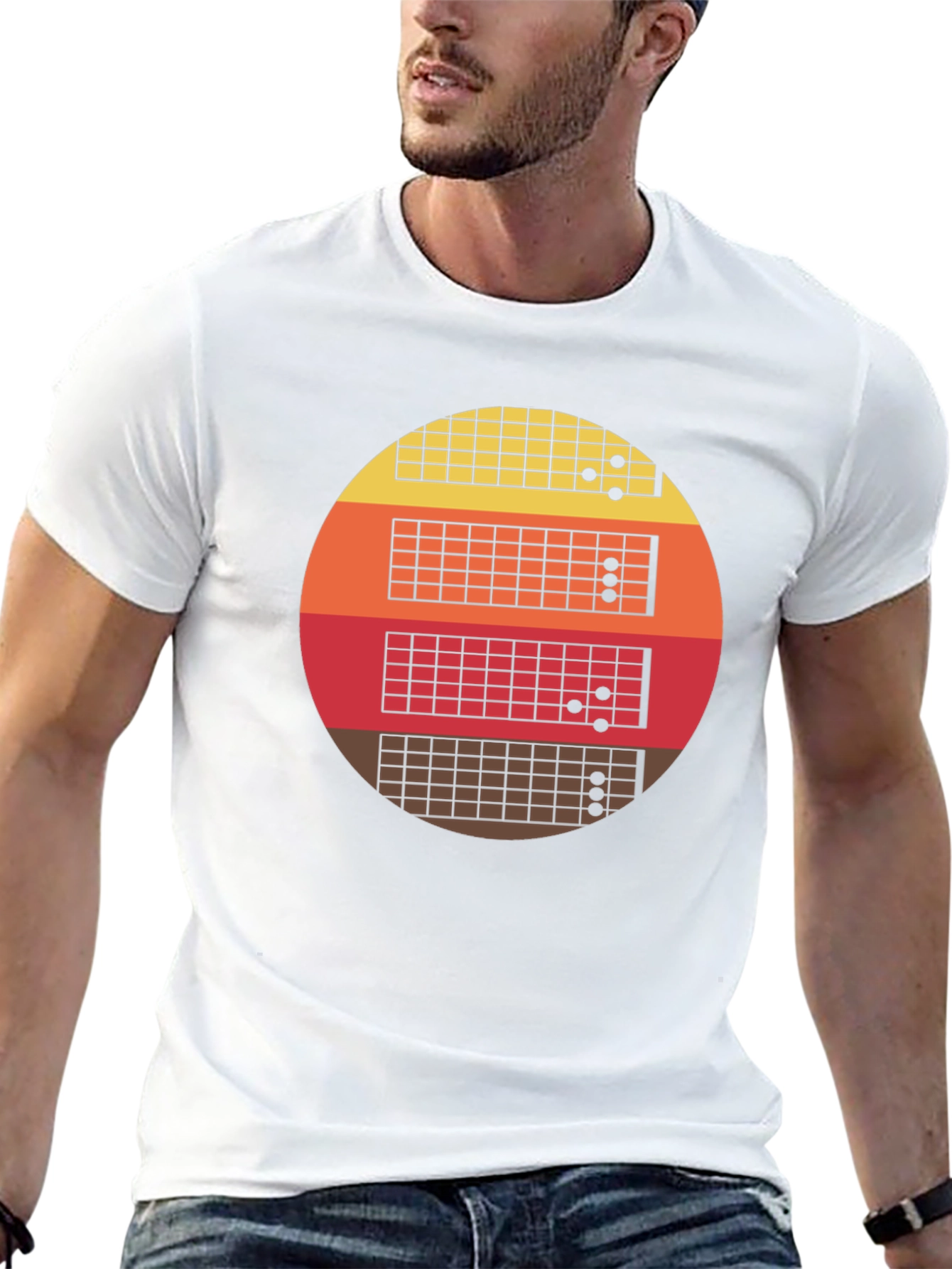 Retro Guitar Fretboard Sunset T-Shirt
