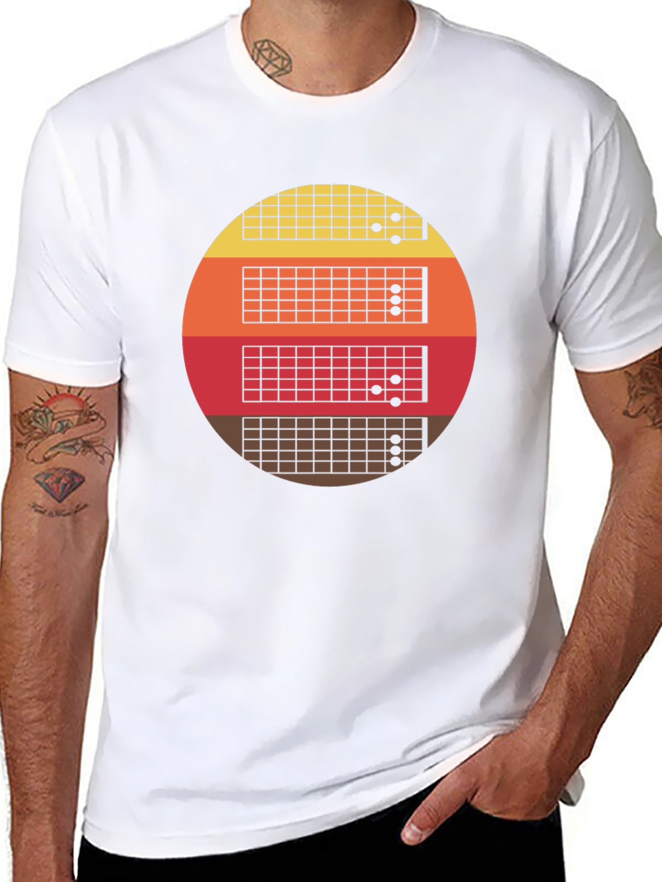 Retro Guitar Fretboard Sunset T-Shirt