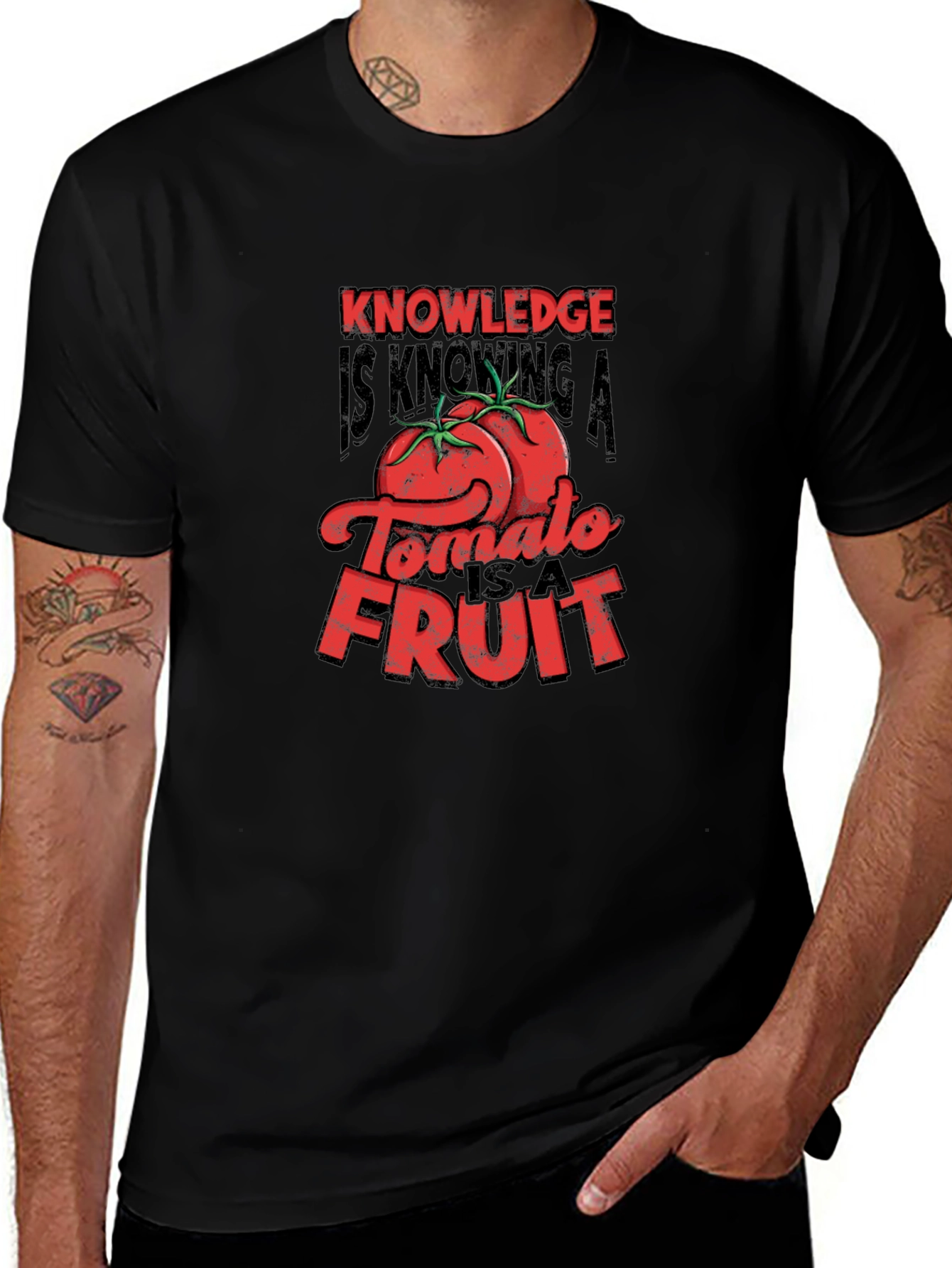 Knowledge Tomato Fruit Graphic T-Shirt