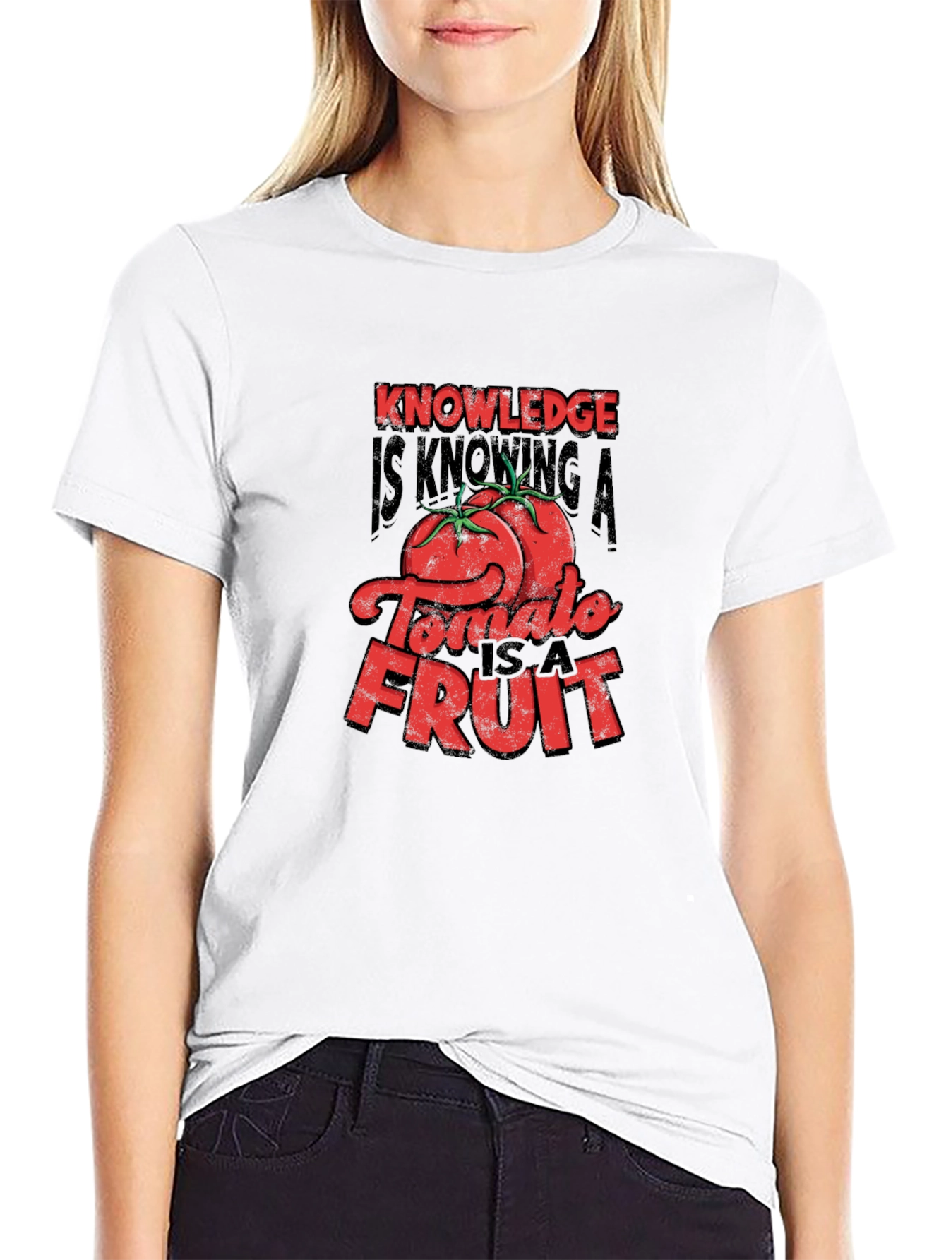 Knowledge Tomato Fruit Graphic T-Shirt