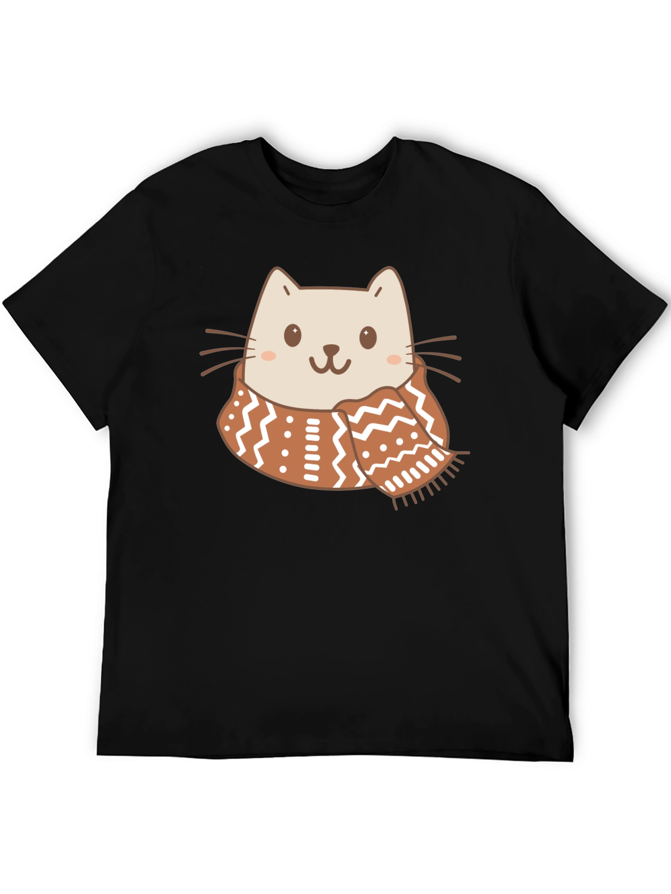 Cute Cat in Scarf Graphic Tee - Cozy Style