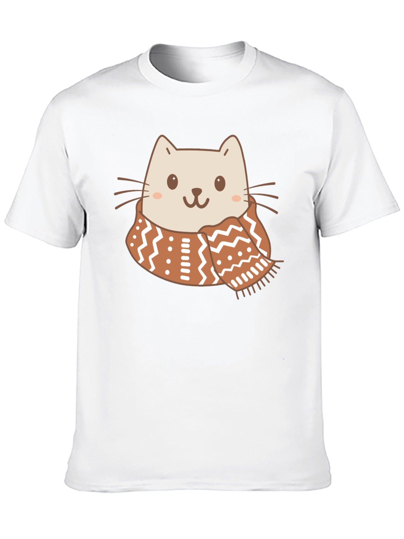 Cute Cat in Scarf Graphic Tee - Cozy Style