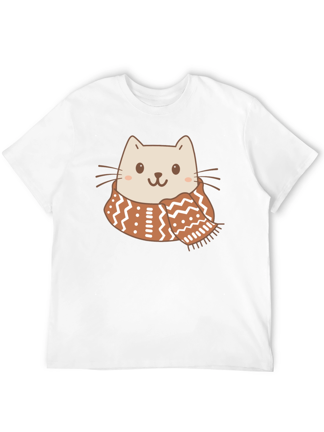 Cute Cat in Scarf Graphic Tee - Cozy Style