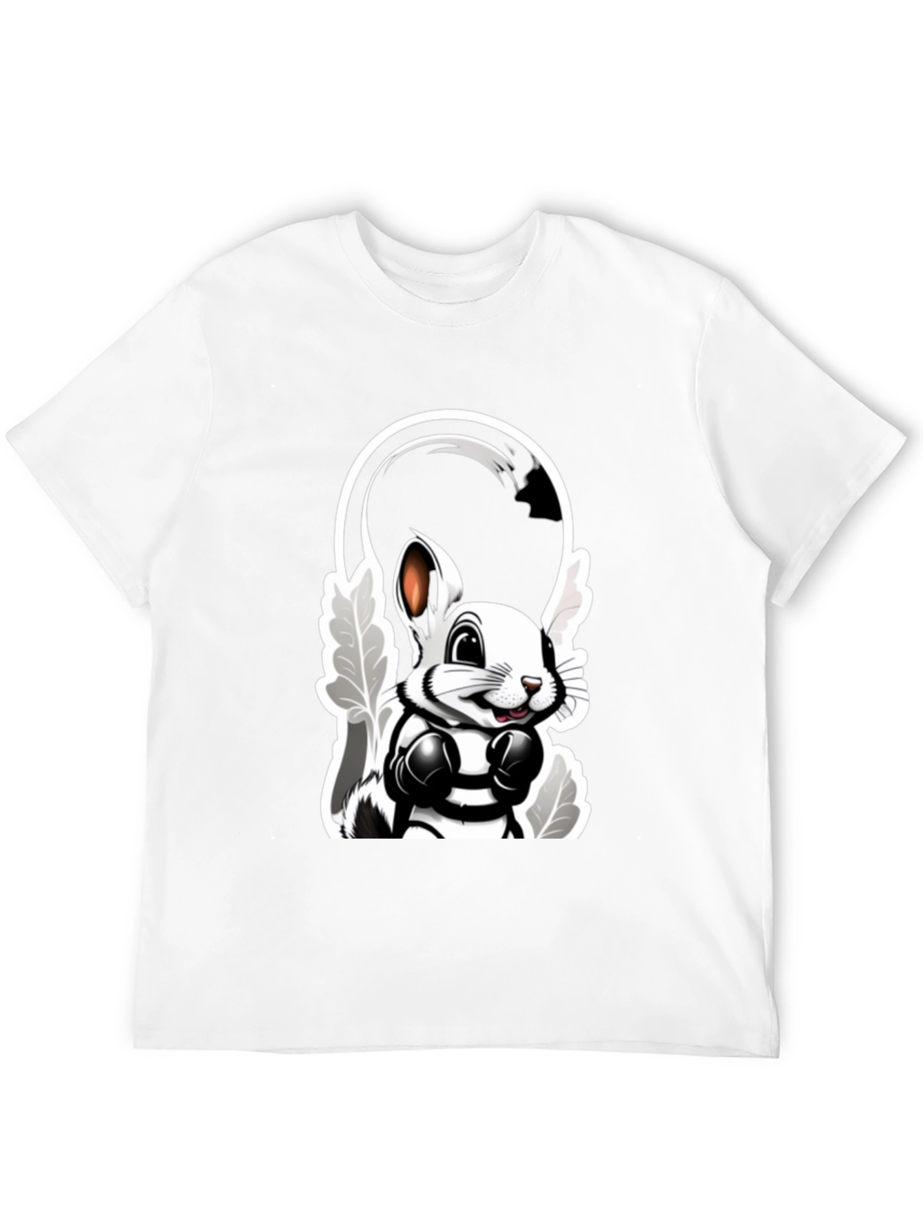 Cool Cartoon Bunny Boxer Black T-Shirt