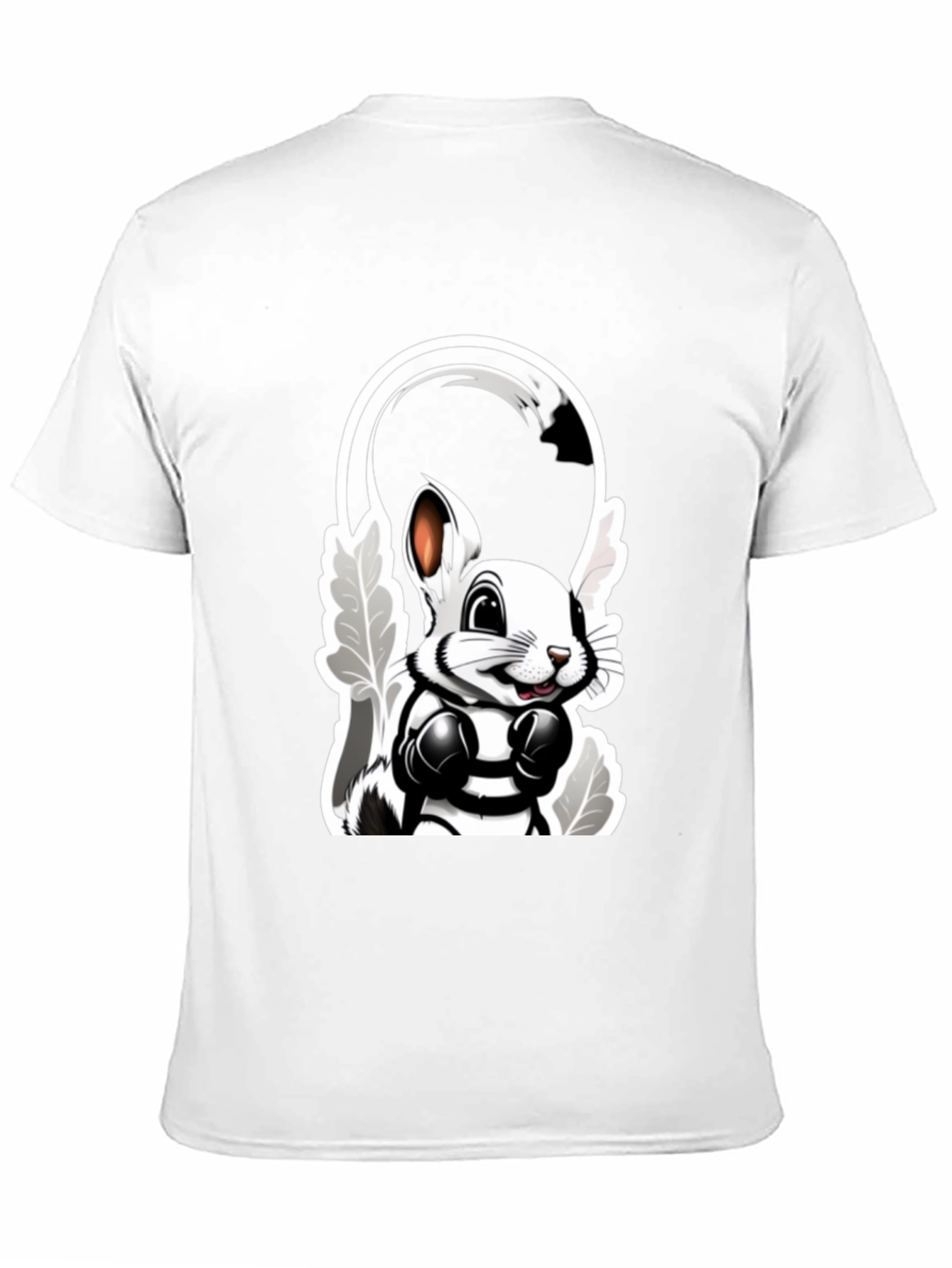 Cool Cartoon Bunny Boxer Black T-Shirt