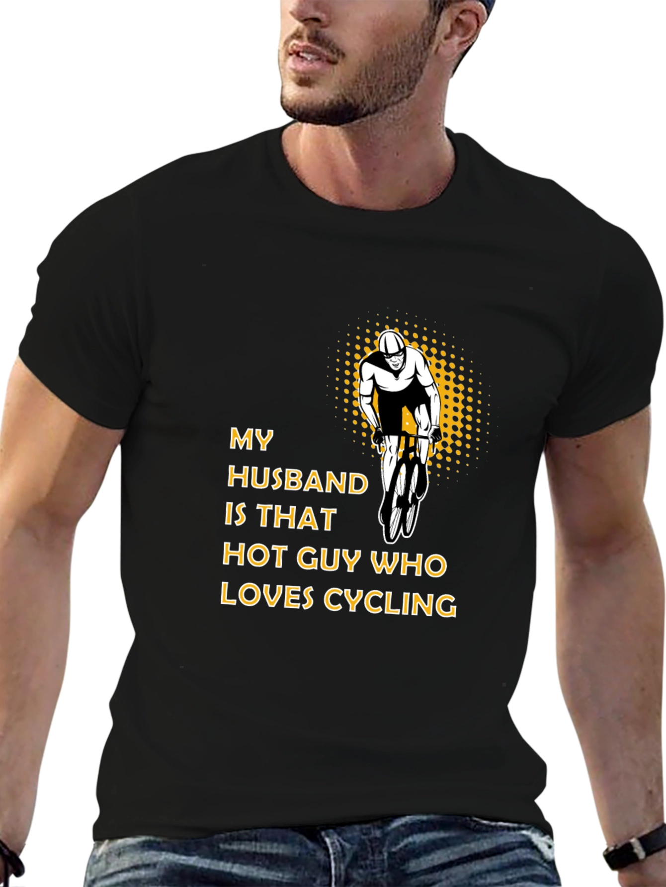 My Husband Loves Cycling Graphic T-Shirt