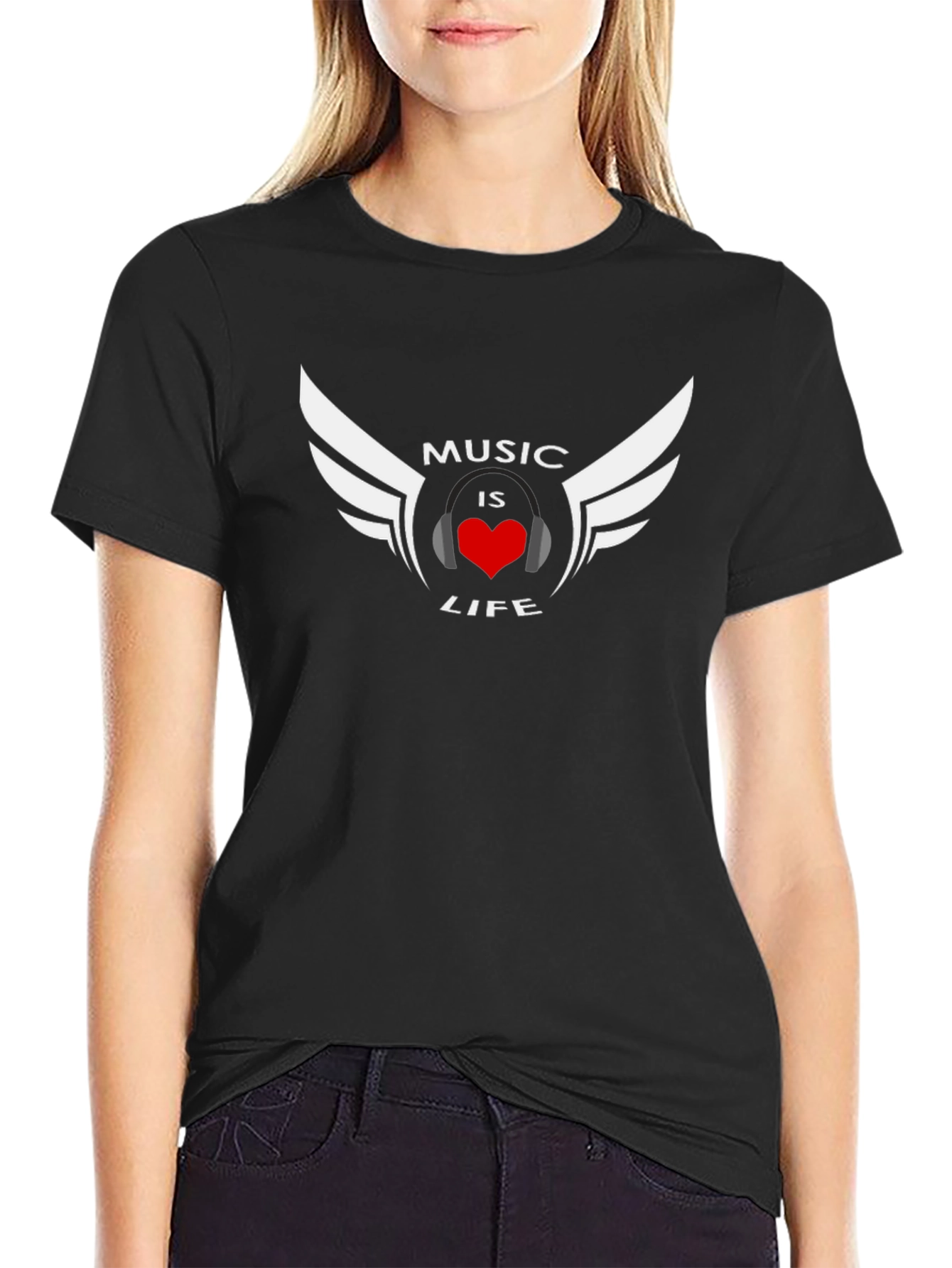 Music is Life Graphic Tee - Black T-Shirt