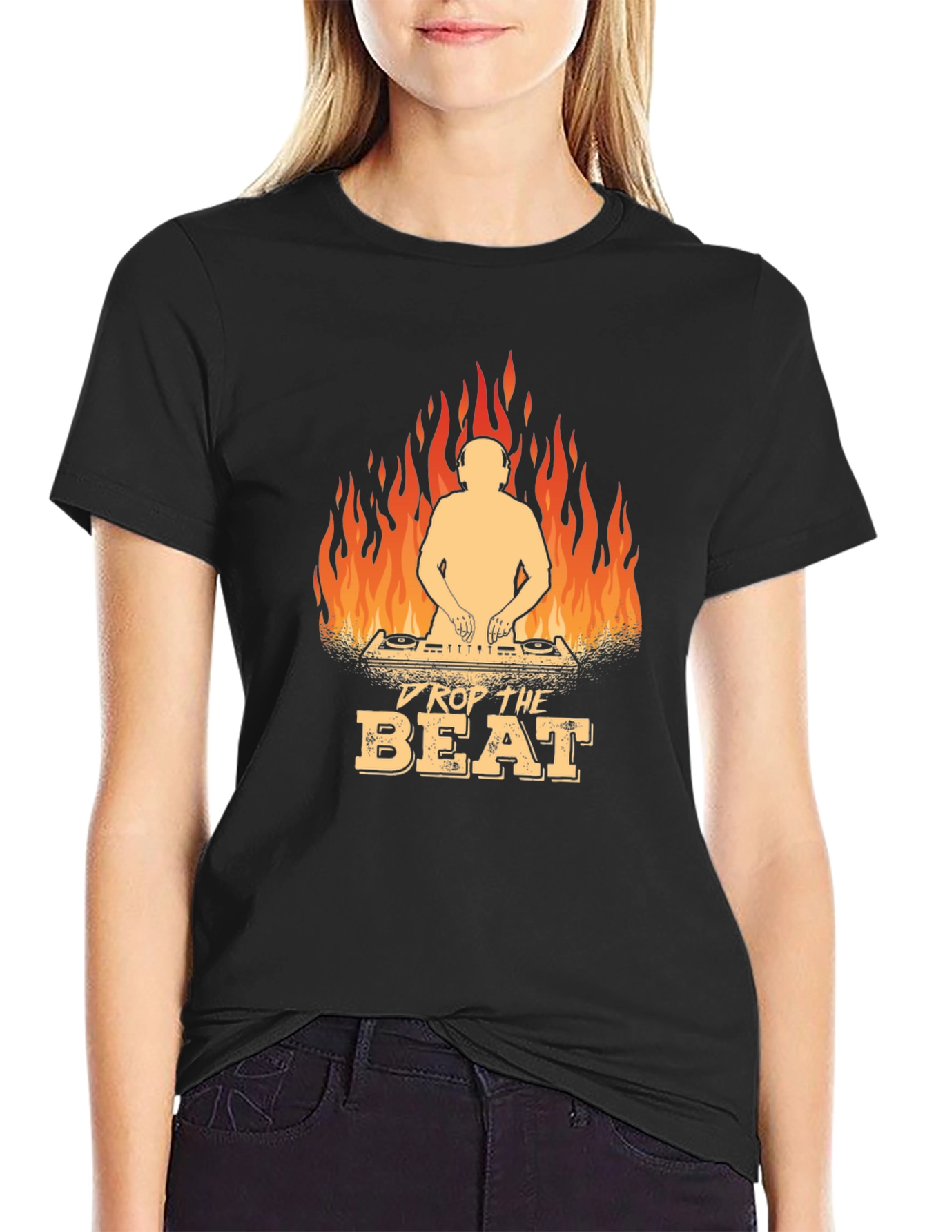 DJ Drop The Beat Graphic Black T-Shirt