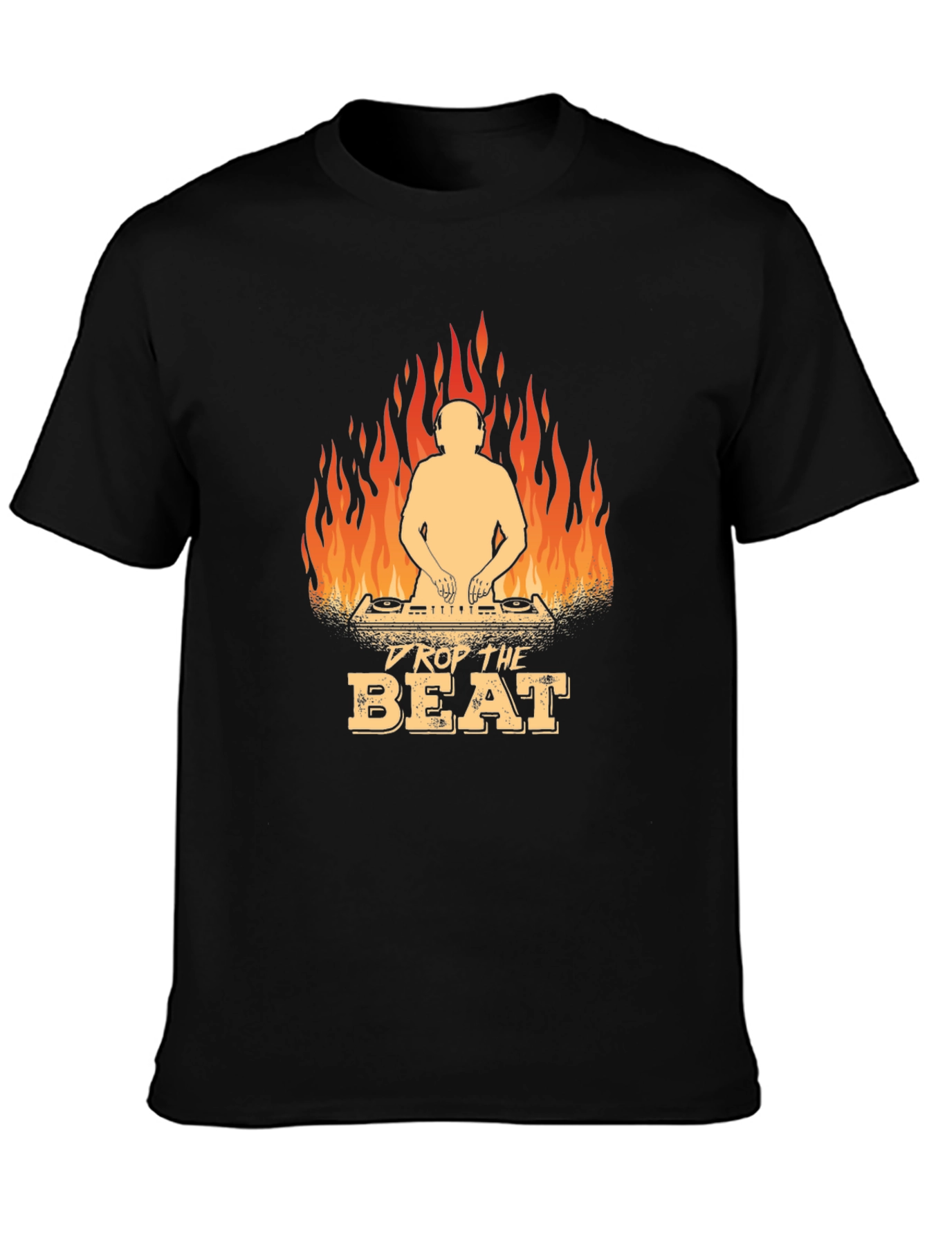 DJ Drop The Beat Graphic Black T-Shirt