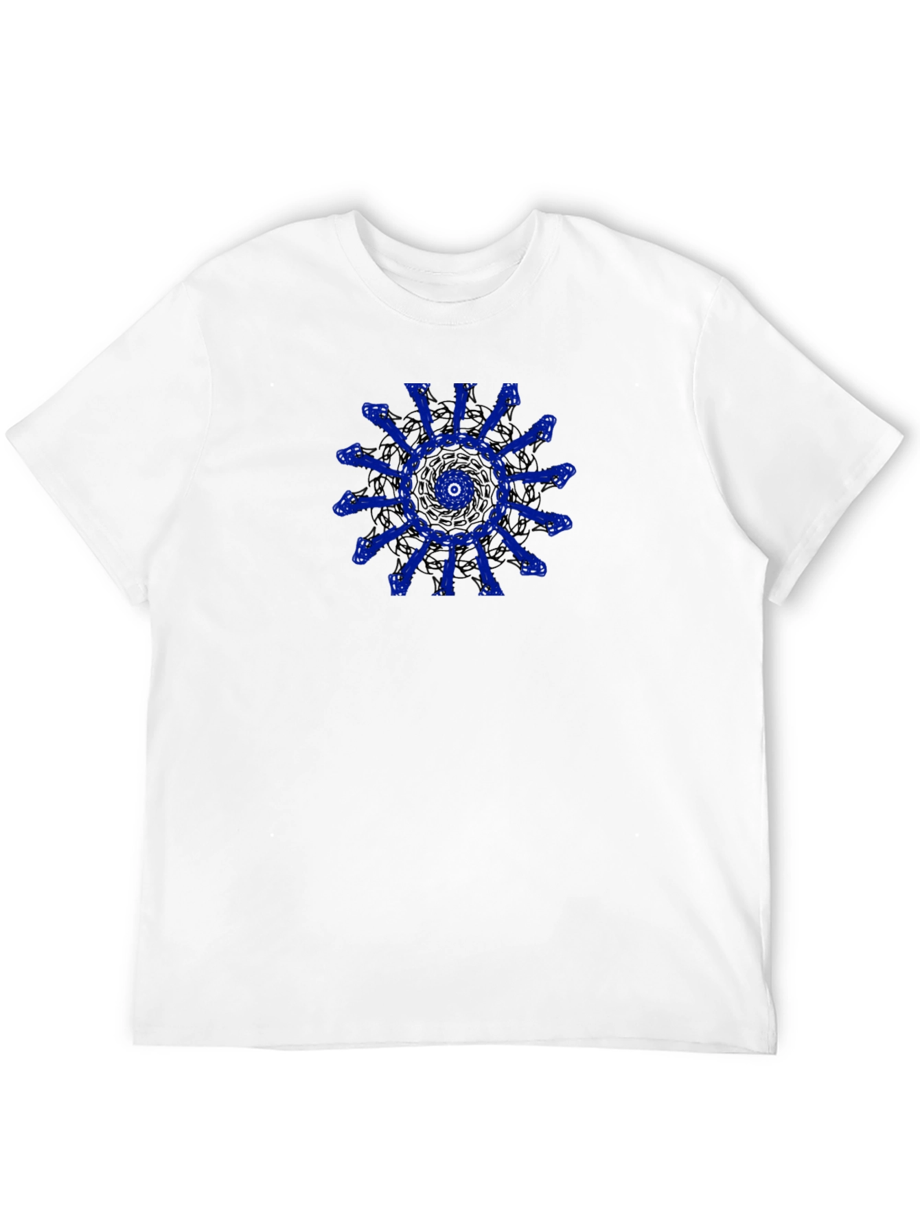 Unique Blue Pattern Black T-Shirt