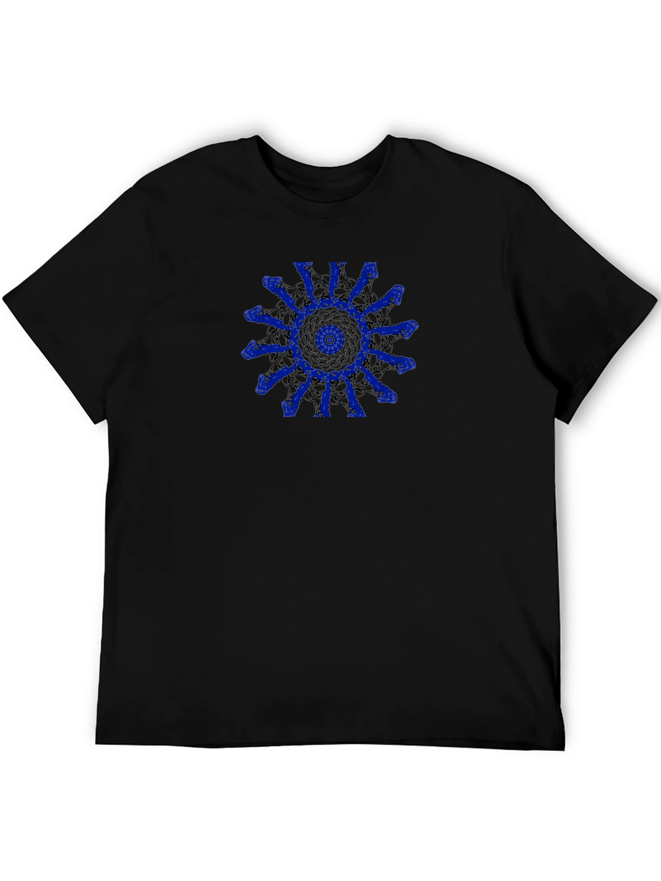 Unique Blue Pattern Black T-Shirt