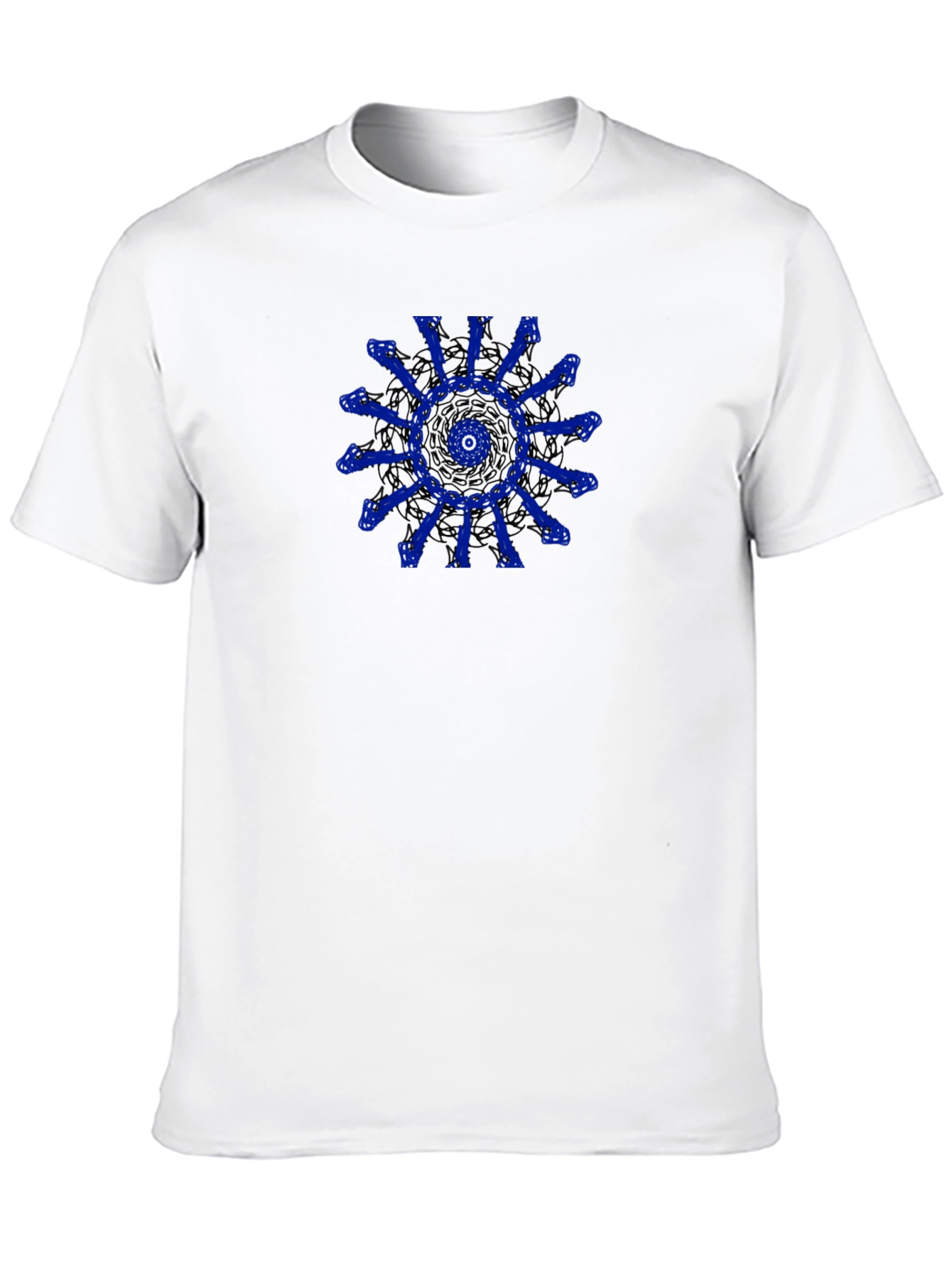 Unique Blue Pattern Black T-Shirt