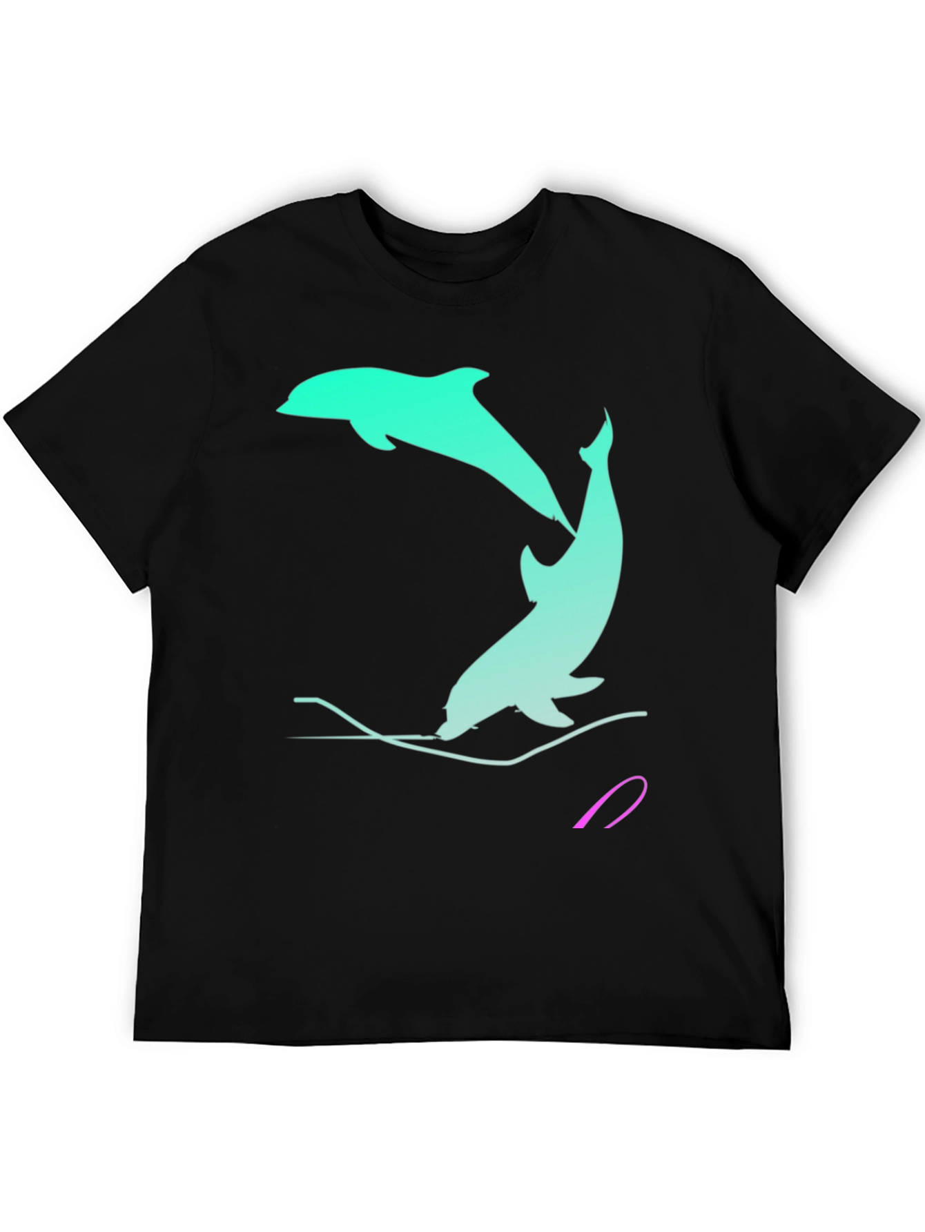 Dolphin Graphic Tee - Black Cotton Casual Shirt