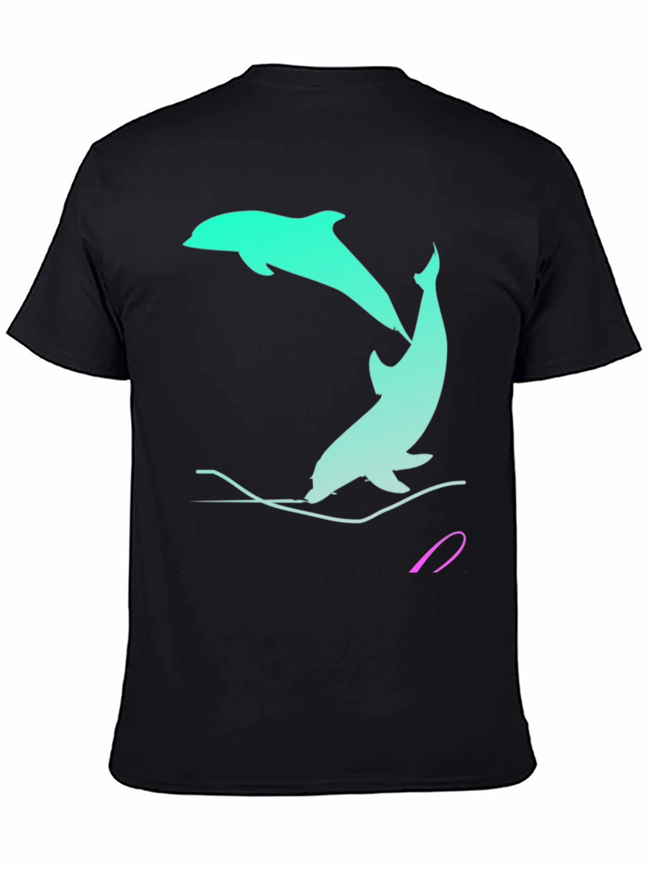 Dolphin Graphic Tee - Black Cotton Casual Shirt