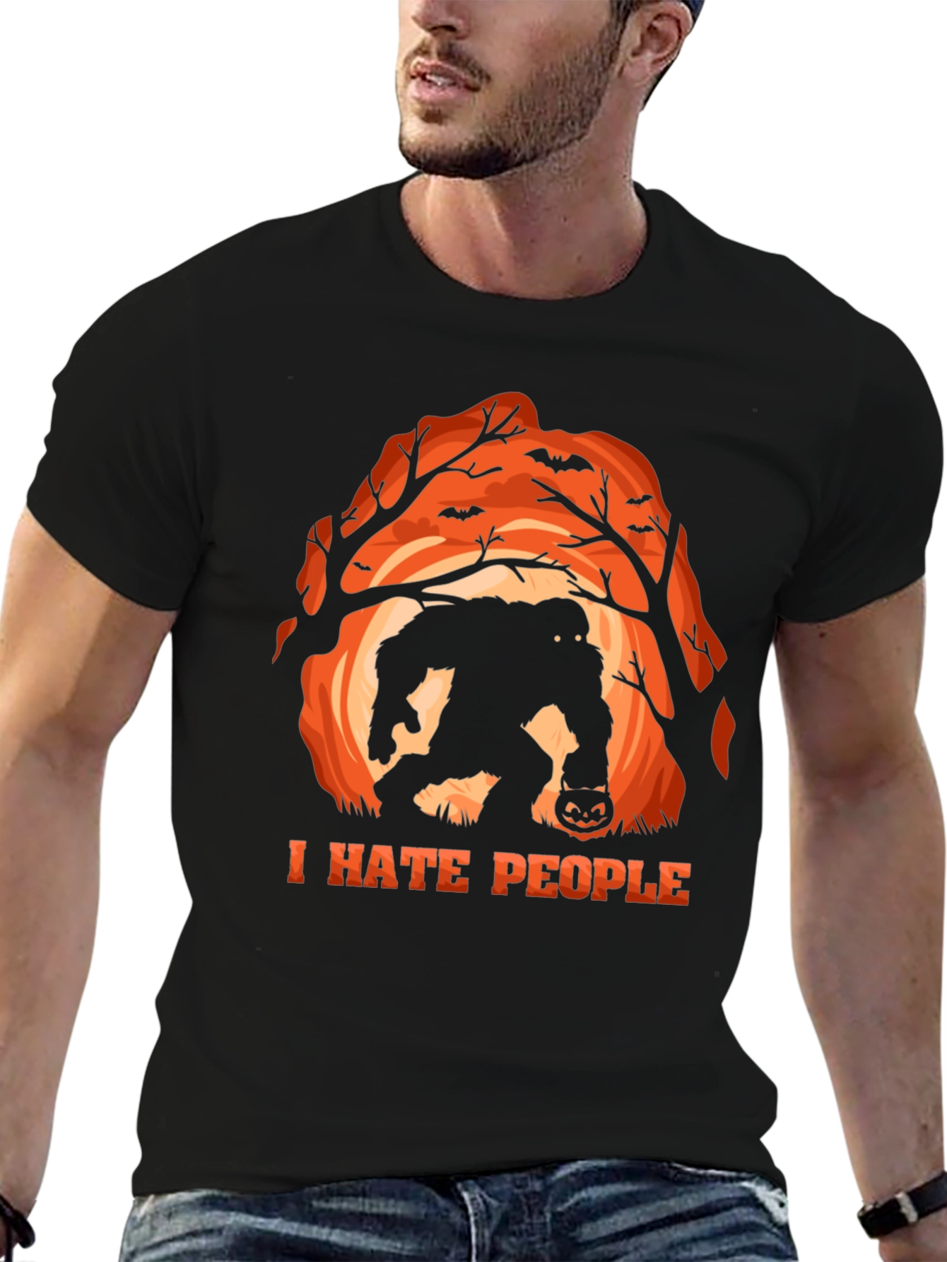 I Hate People Bigfoot Halloween T-Shirt