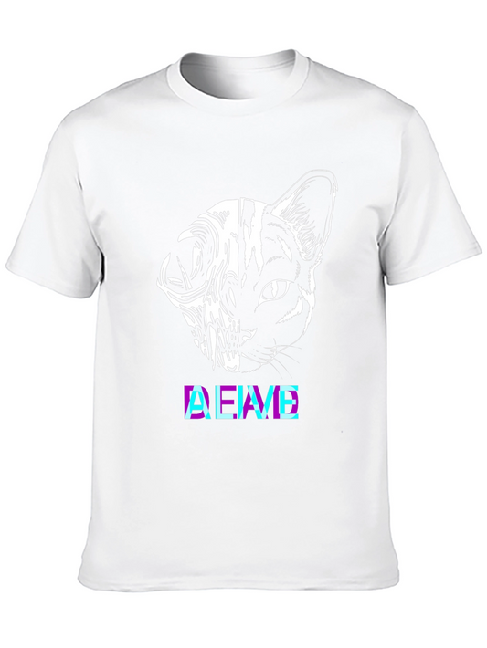 Cat Skull Graphic Tee - Alive Glitchcore Design