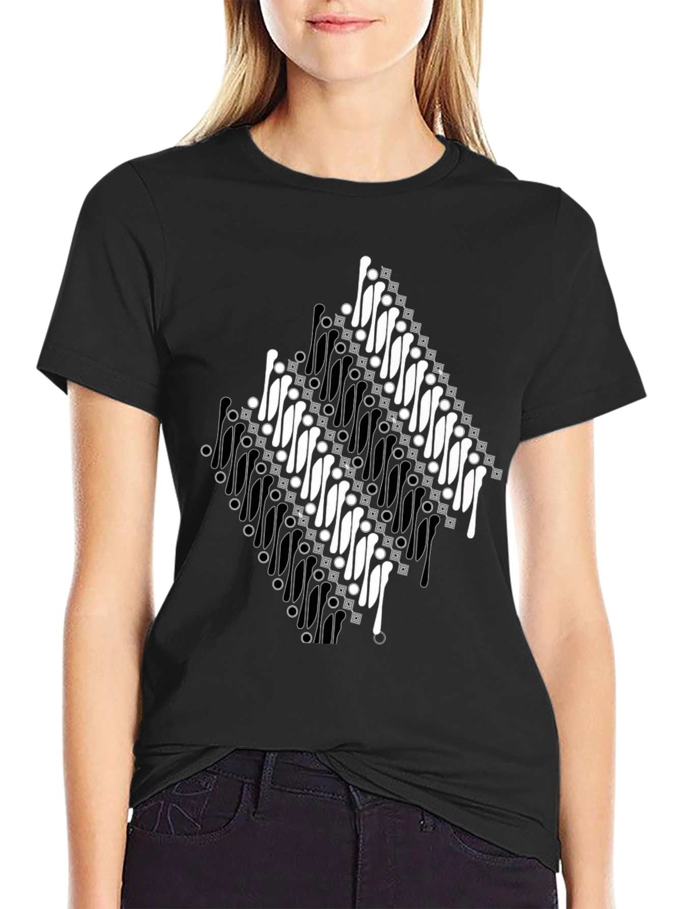 Batik Motif Black T-Shirt - Unique Traditional Design