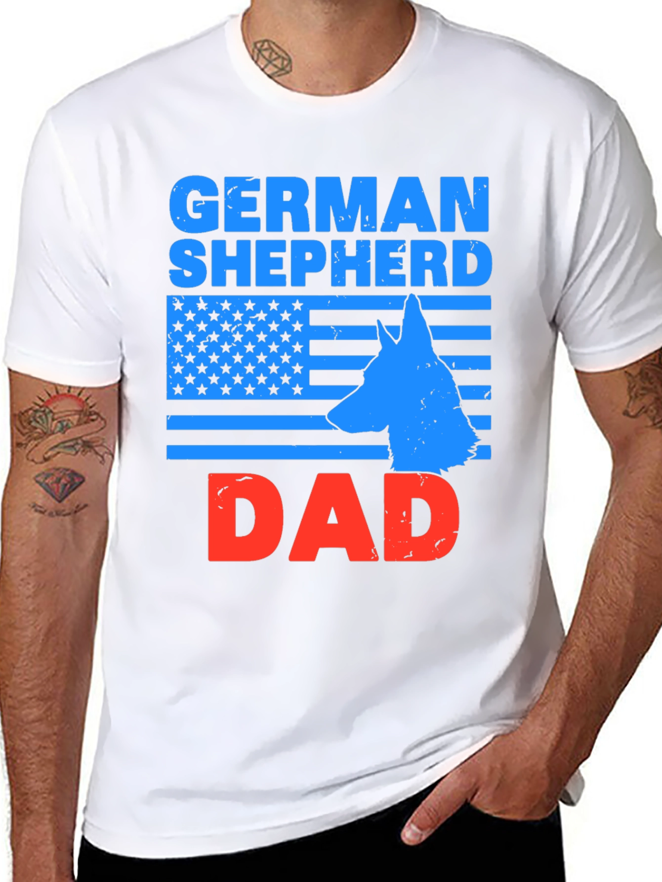 German Shepherd Dad Patriotic T-Shirt