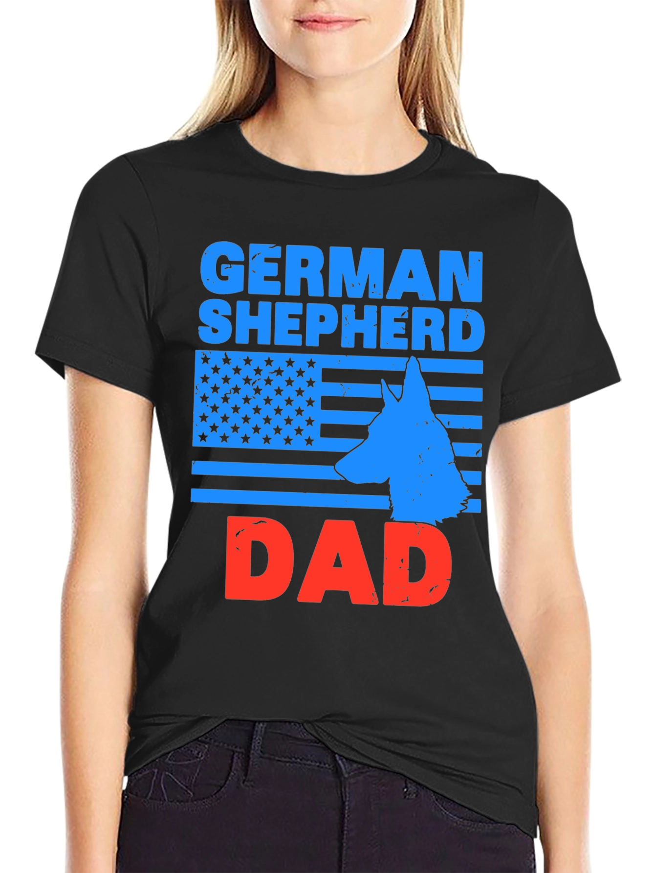 German Shepherd Dad Patriotic T-Shirt