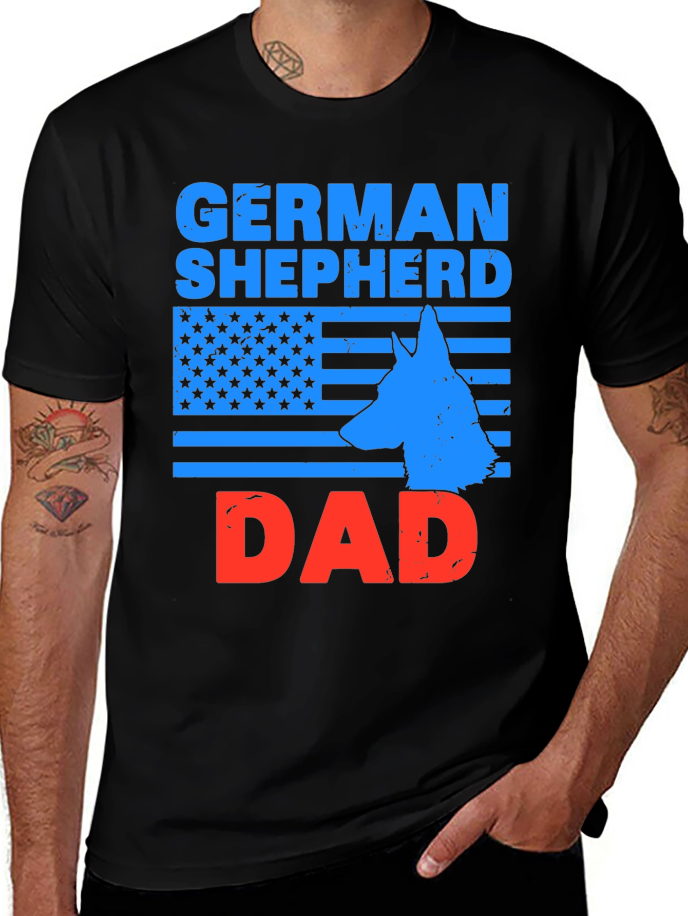 German Shepherd Dad Patriotic T-Shirt