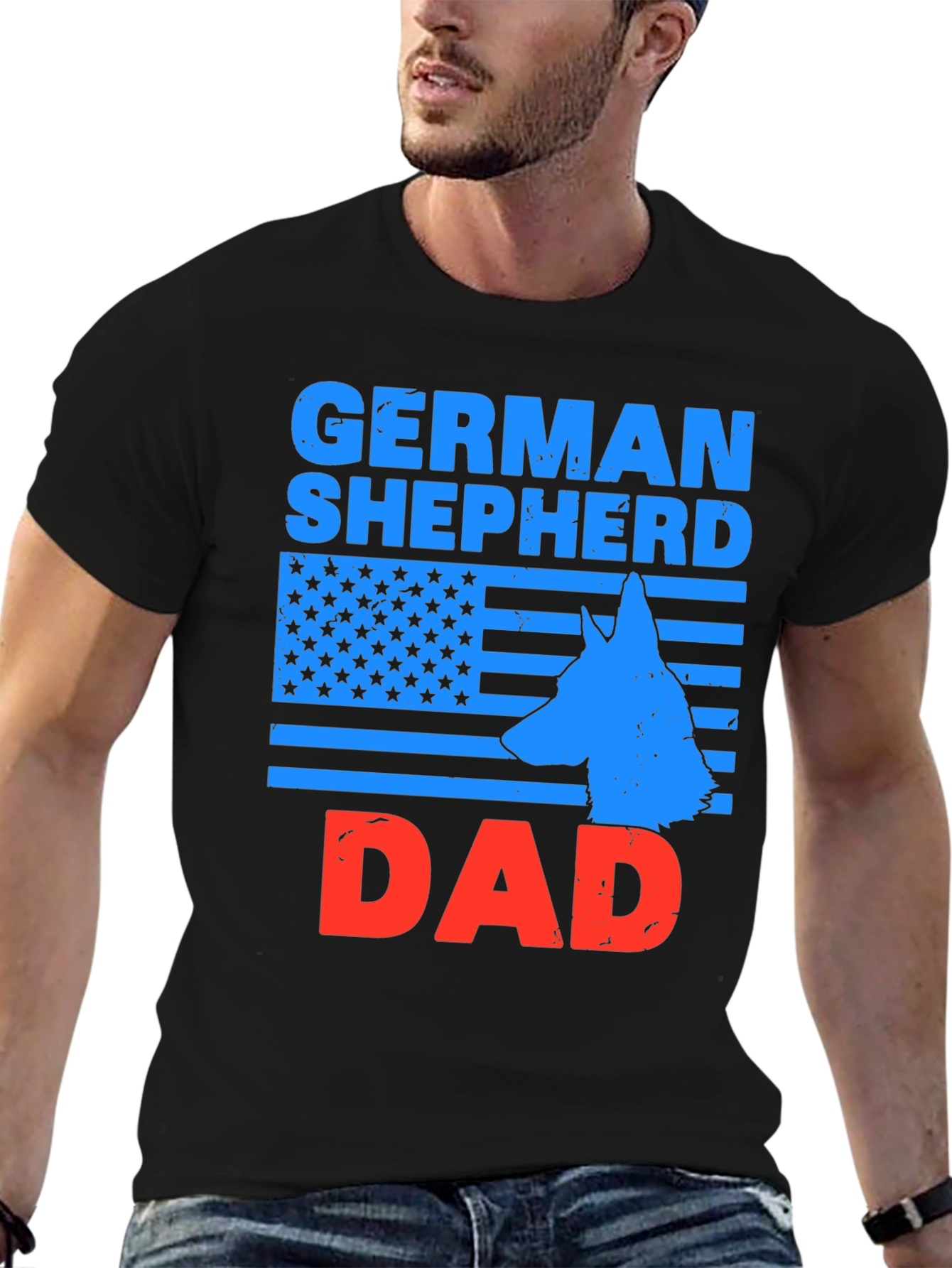 German Shepherd Dad Patriotic T-Shirt