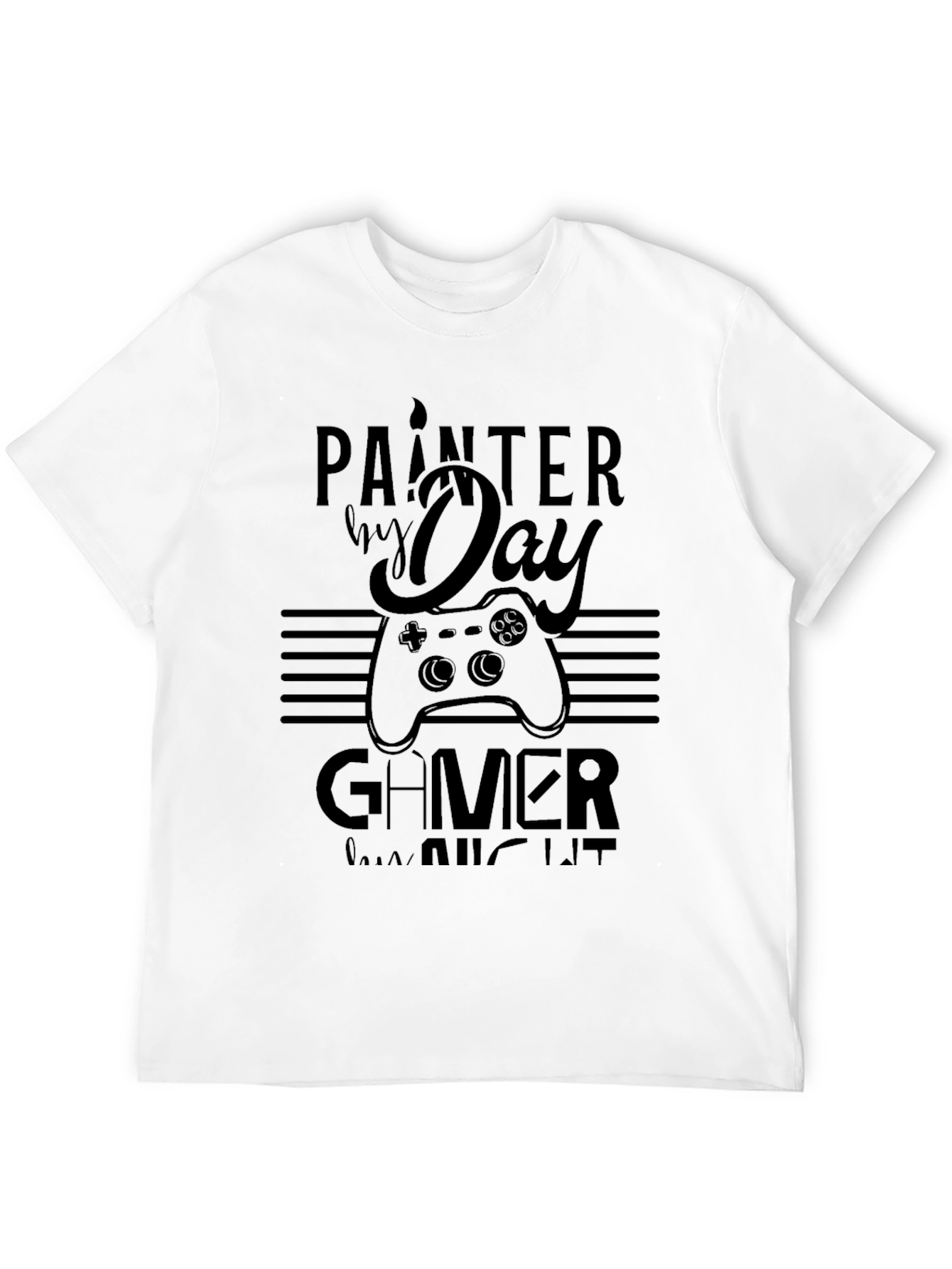 Painter By Day Gamer By Night Black T-Shirt