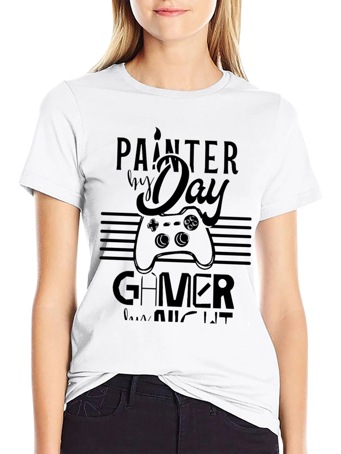Painter By Day Gamer By Night Black T-Shirt