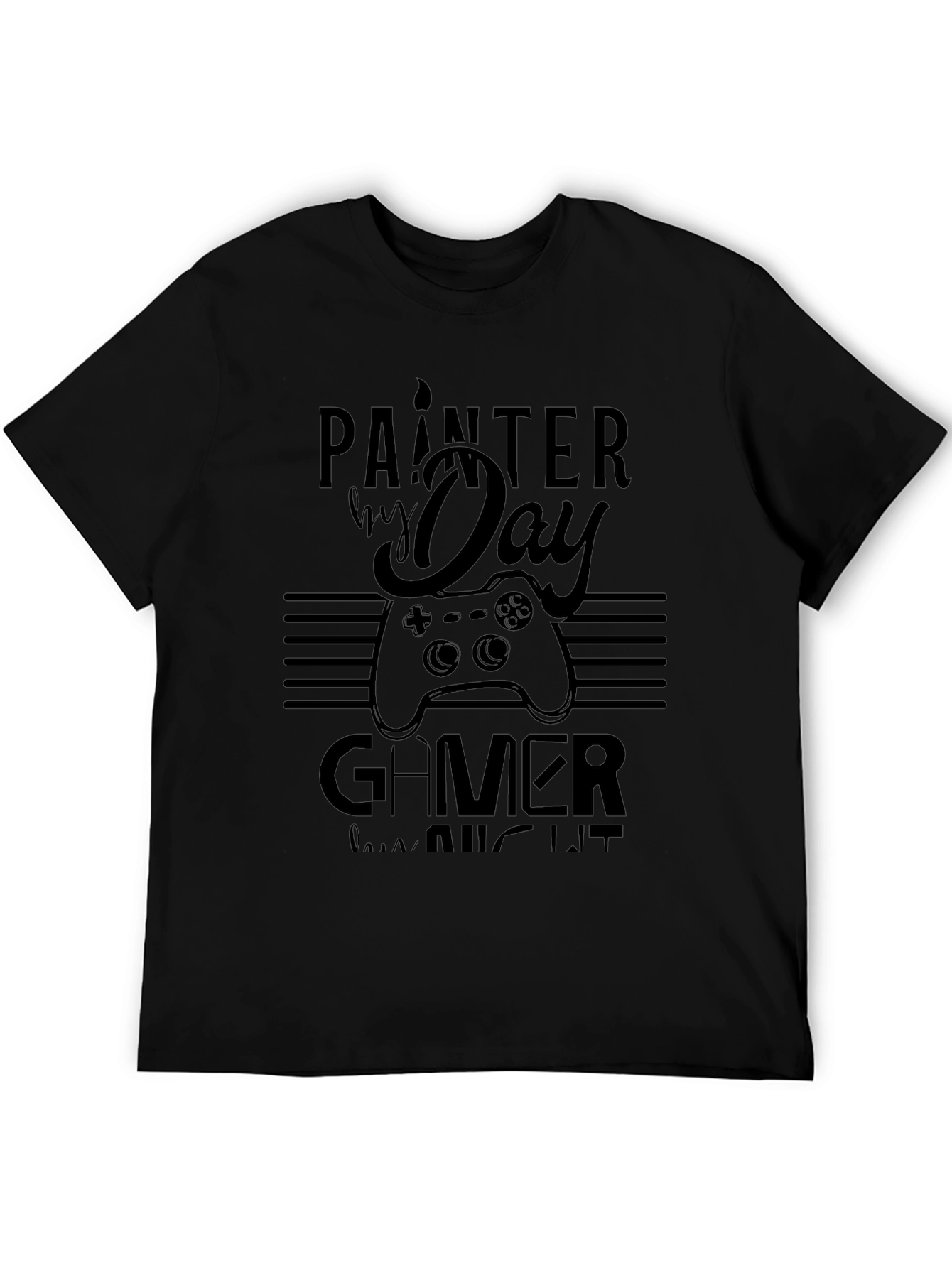 Painter By Day Gamer By Night Black T-Shirt