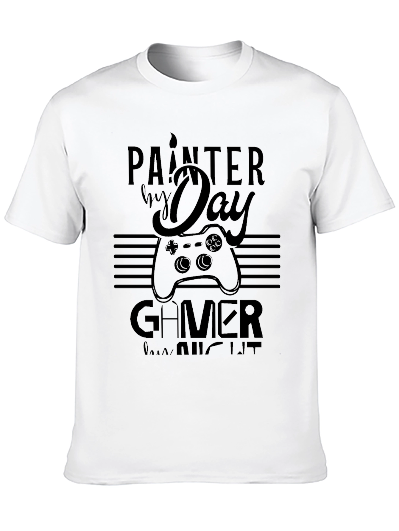 Painter By Day Gamer By Night Black T-Shirt
