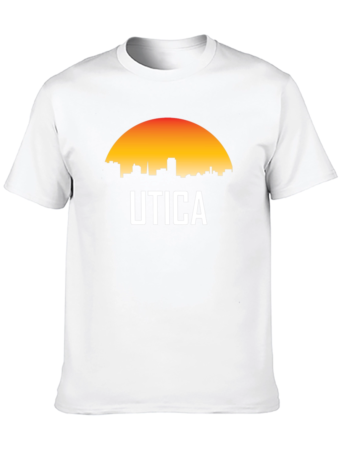 Utica Cityscape T-Shirt - Retro Sunset Design