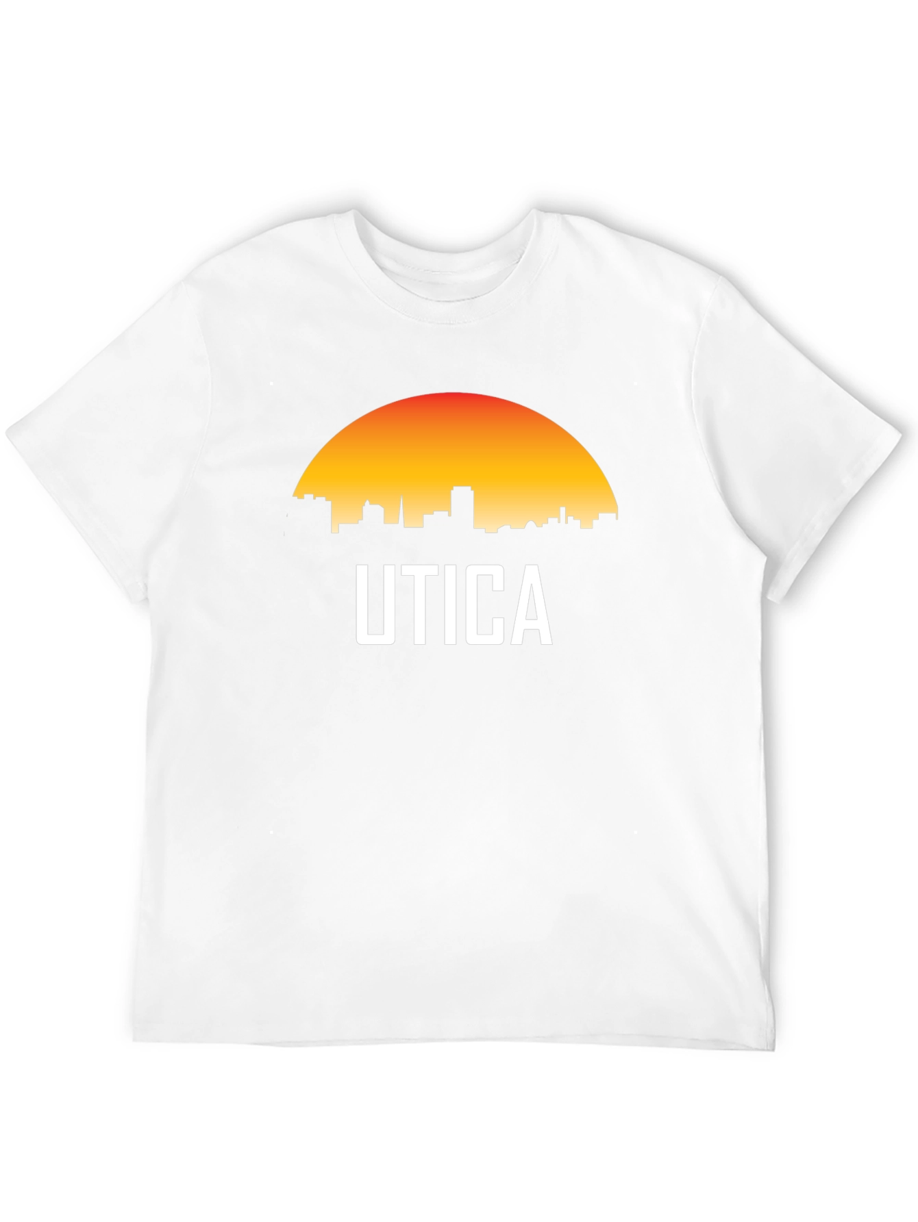 Utica Cityscape T-Shirt - Retro Sunset Design
