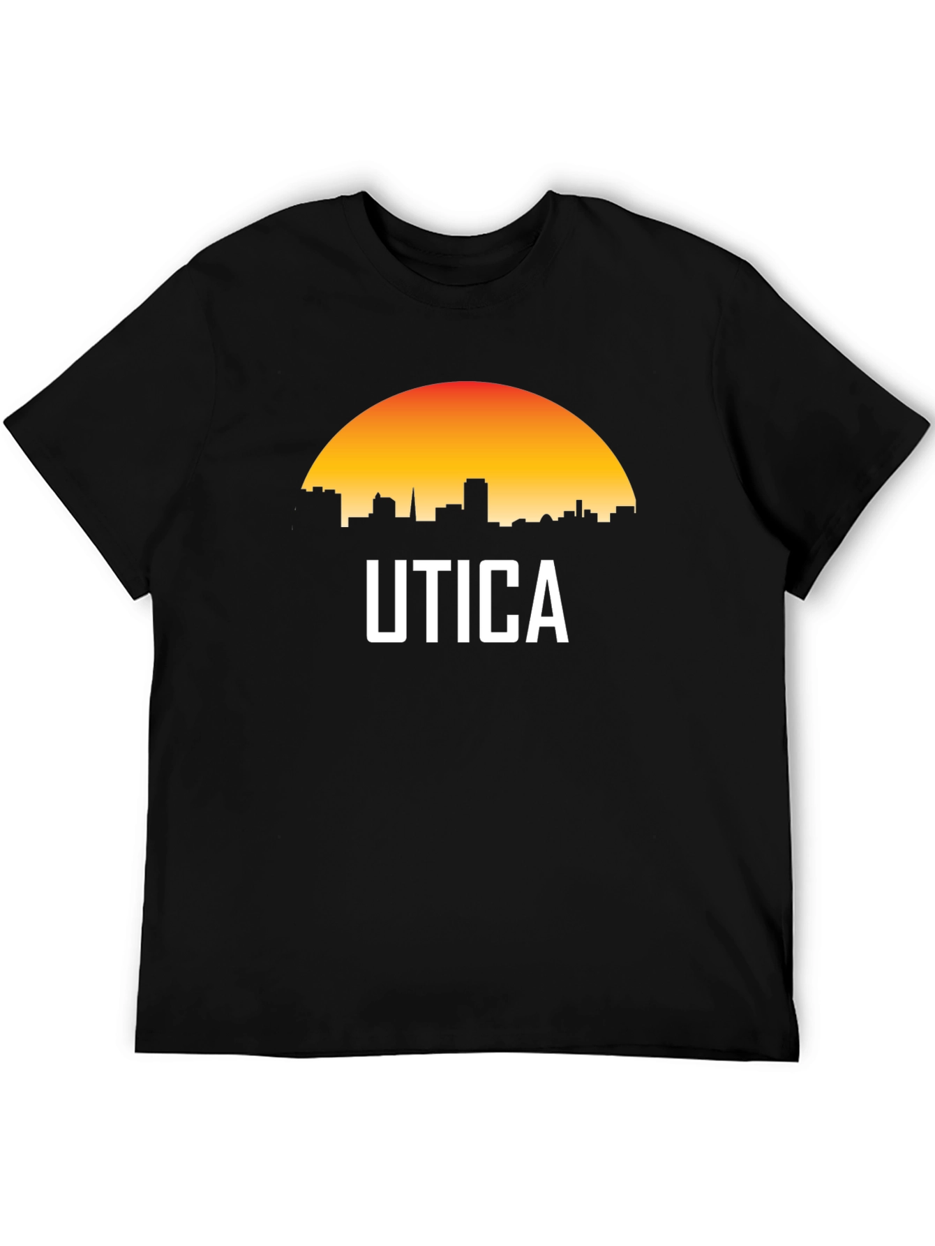 Utica Cityscape T-Shirt - Retro Sunset Design