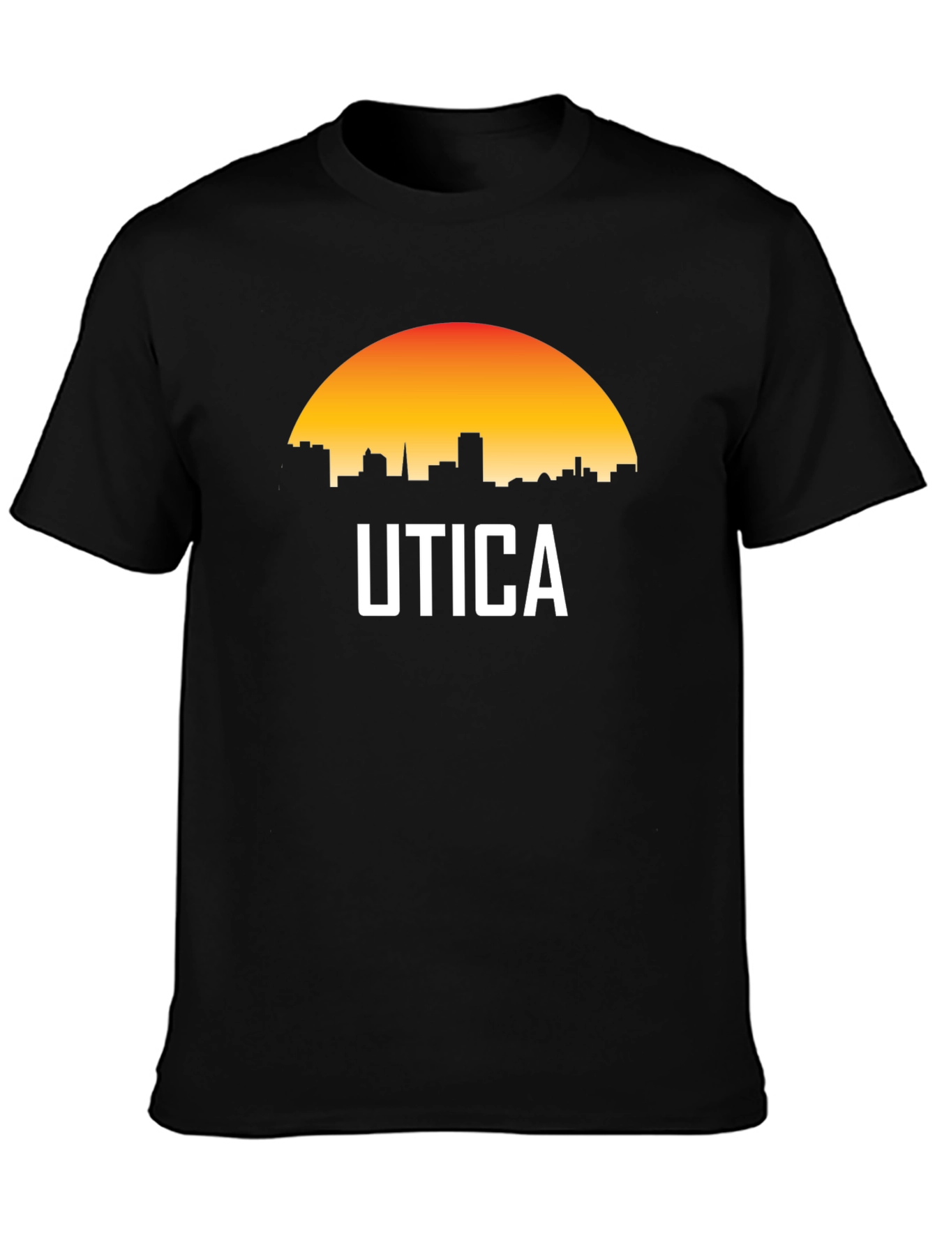 Utica Cityscape T-Shirt - Retro Sunset Design