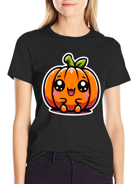 Cute Kawaii Pumpkin Graphic Tee - Halloween Style