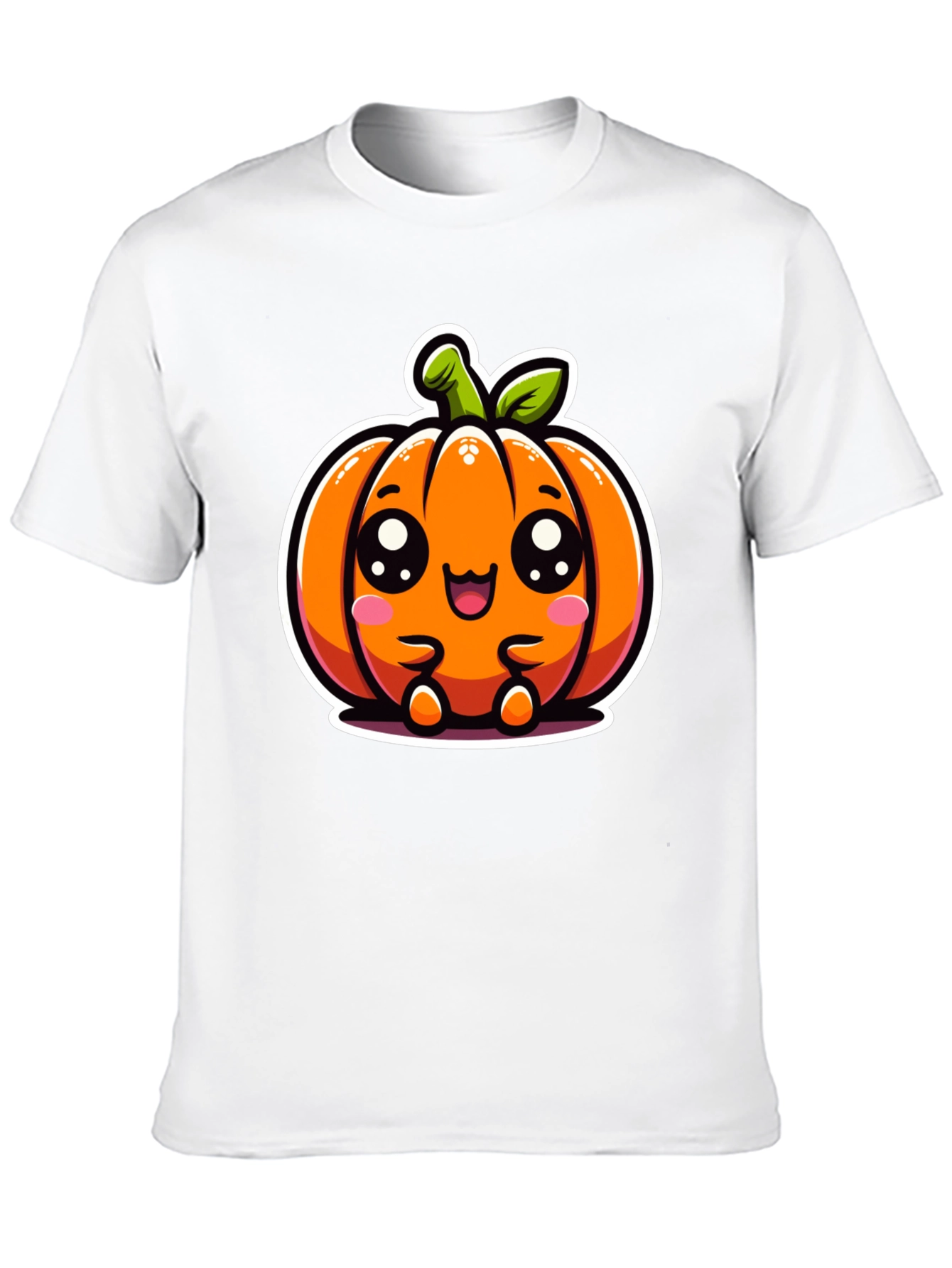 Cute Kawaii Pumpkin Graphic Tee - Halloween Style