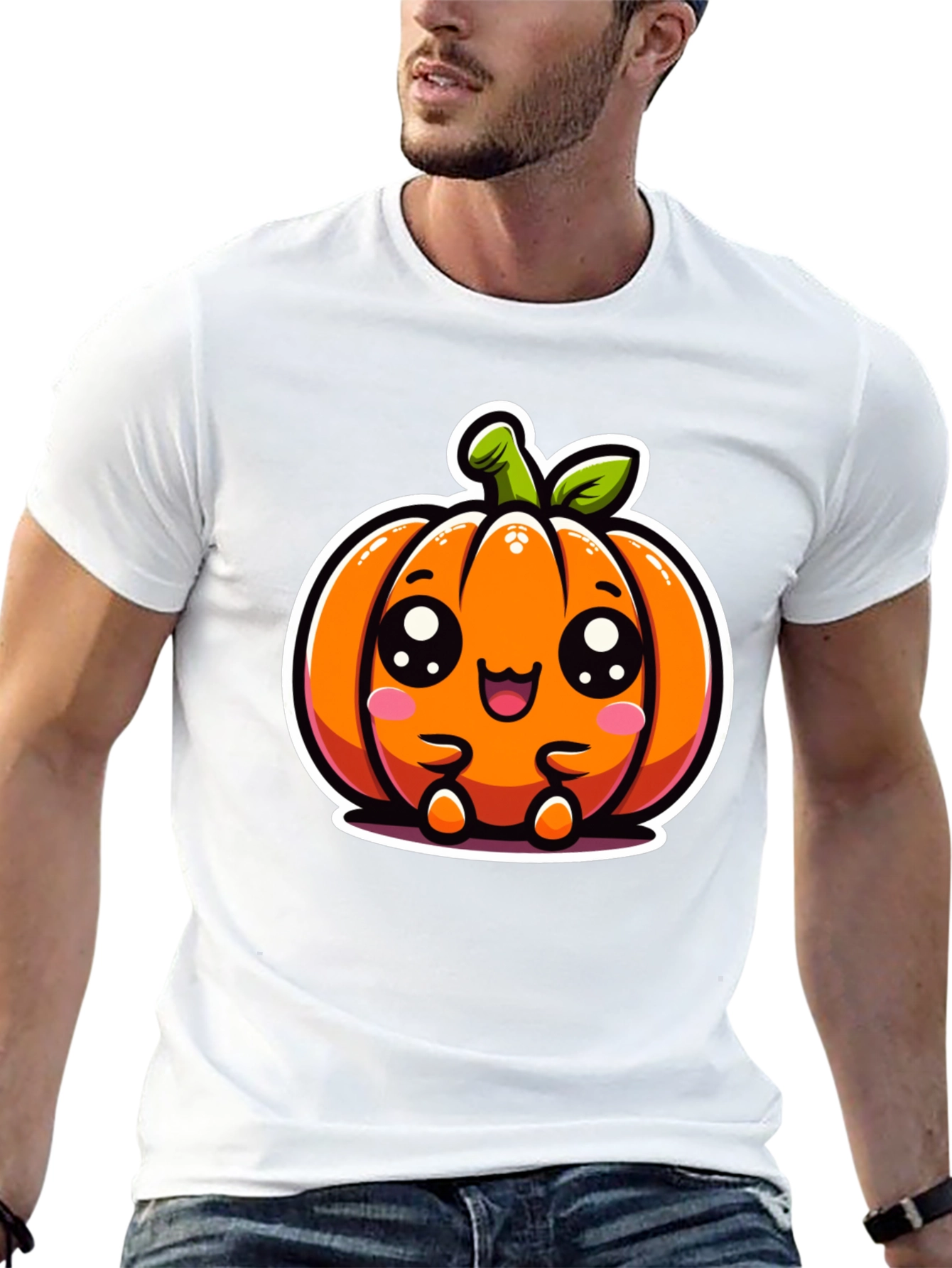 Cute Kawaii Pumpkin Graphic Tee - Halloween Style