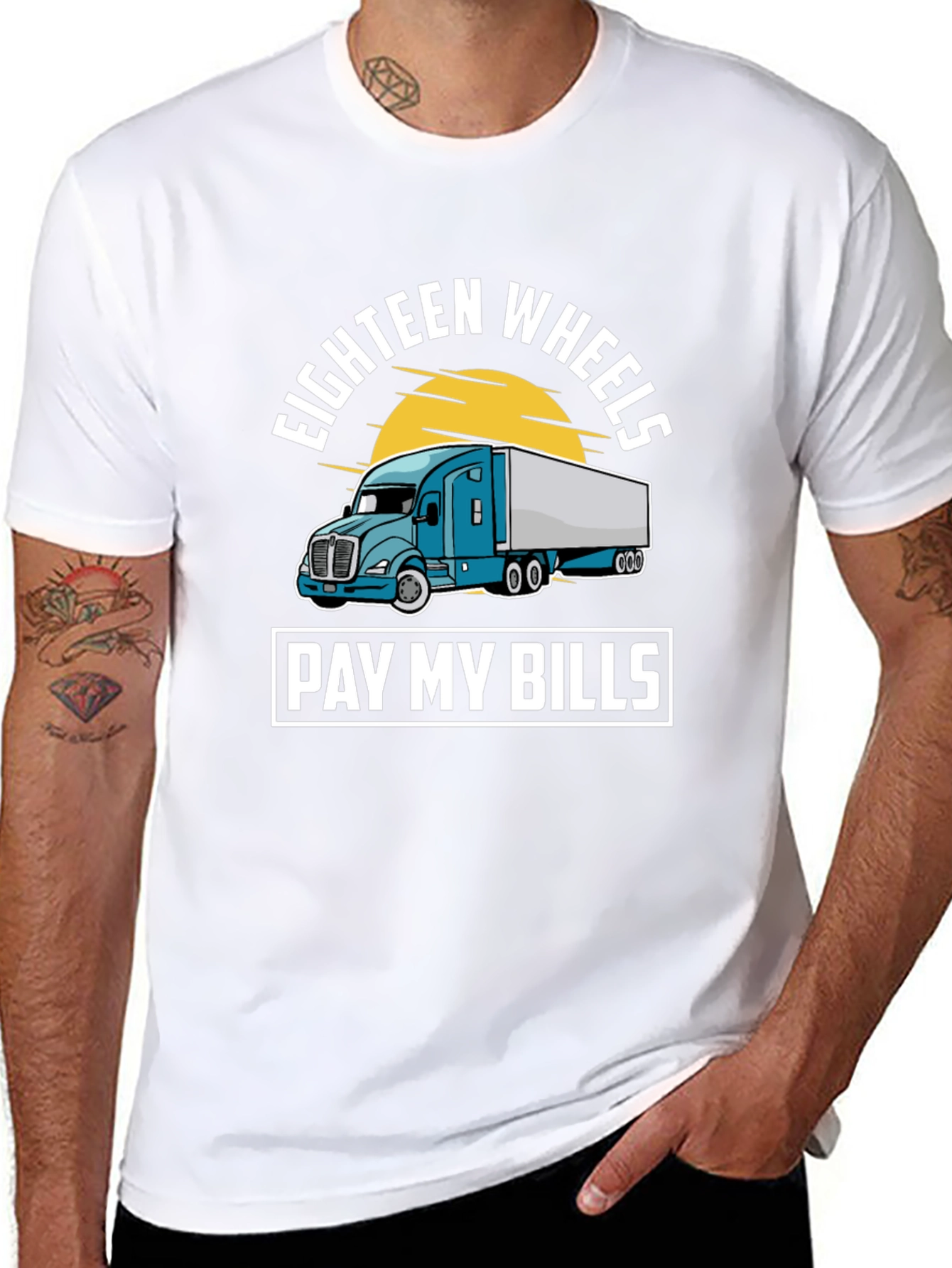 Eighteen Wheels Pay My Bills Trucker T-Shirt