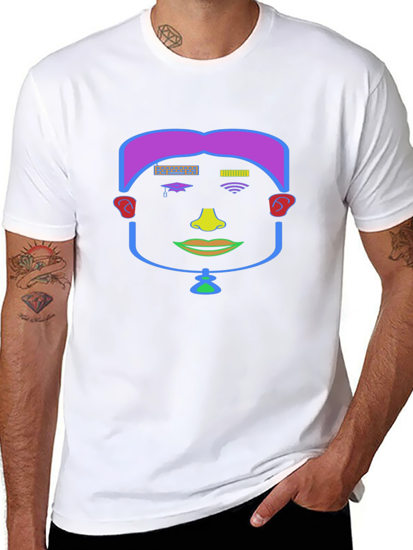 Abstract Face Graphic Tee - Unique Style