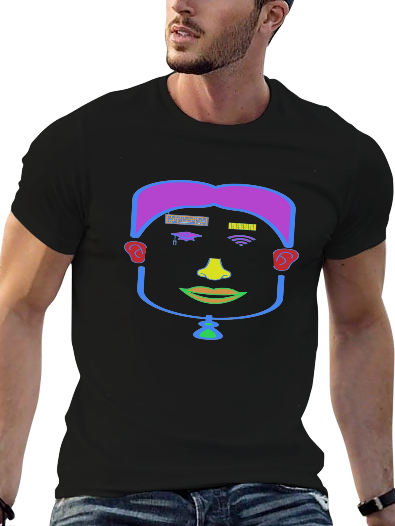 Abstract Face Graphic Tee - Unique Style